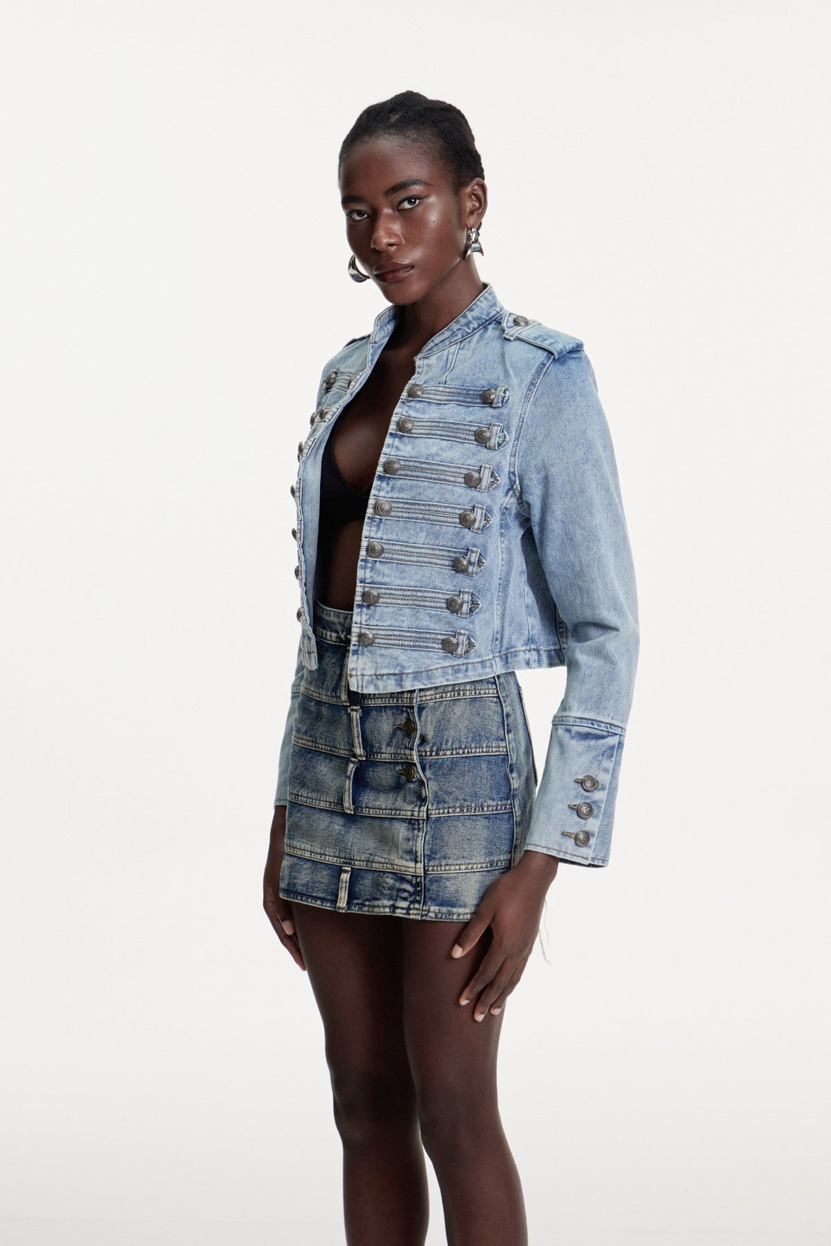 Deconstructed Buckle Denim Jacket - Urban Edge Style