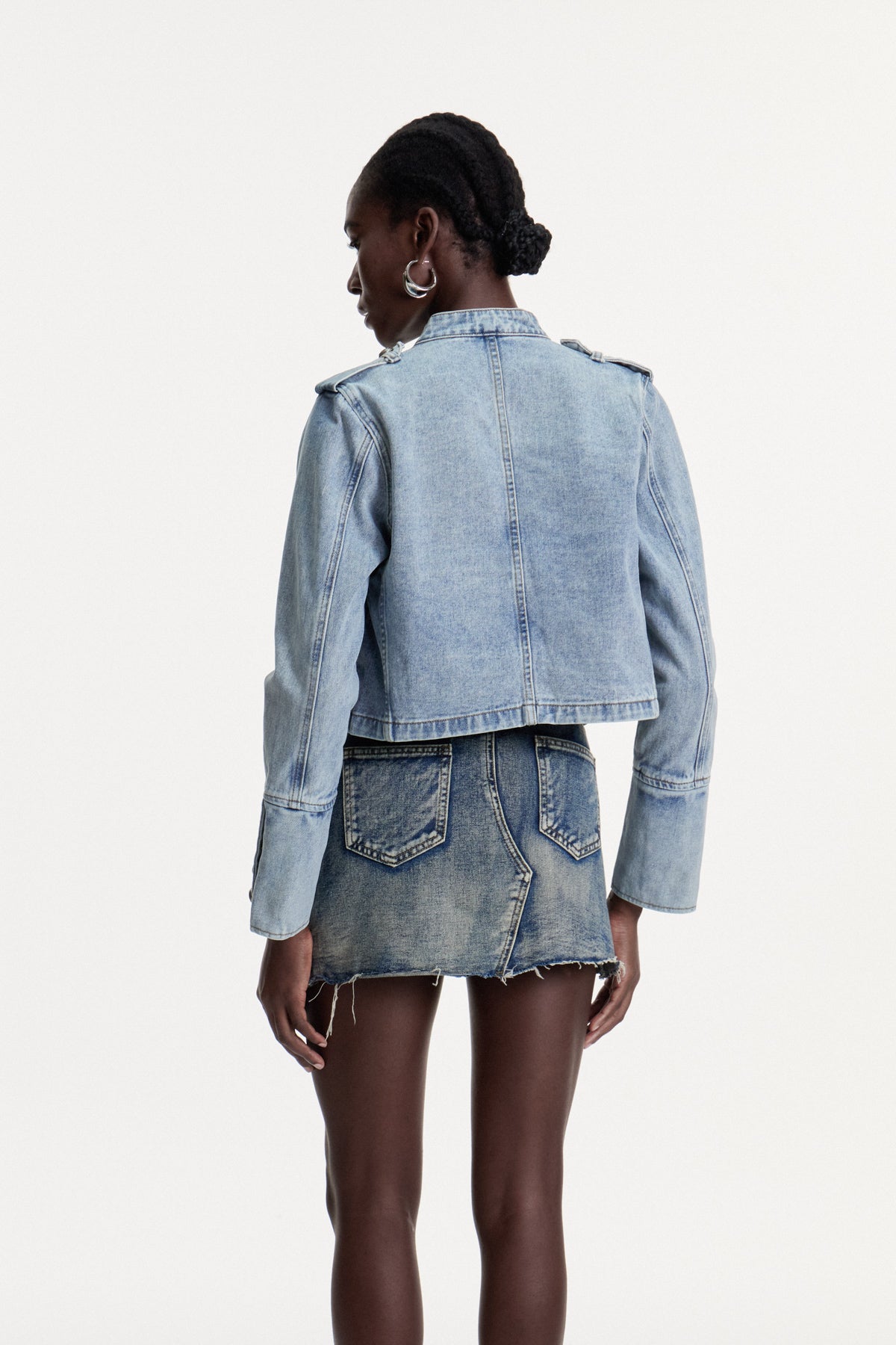 Deconstructed Buckle Denim Jacket - Urban Edge Style