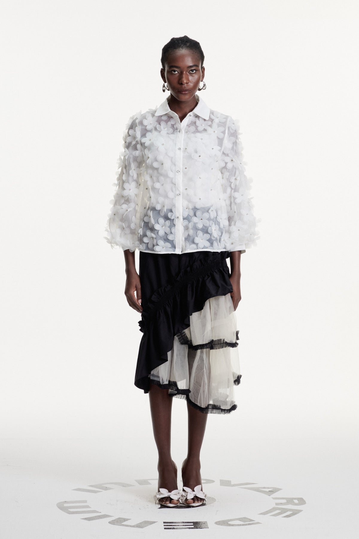 Floral Crystal White Shirt - Elegant Womens Top
