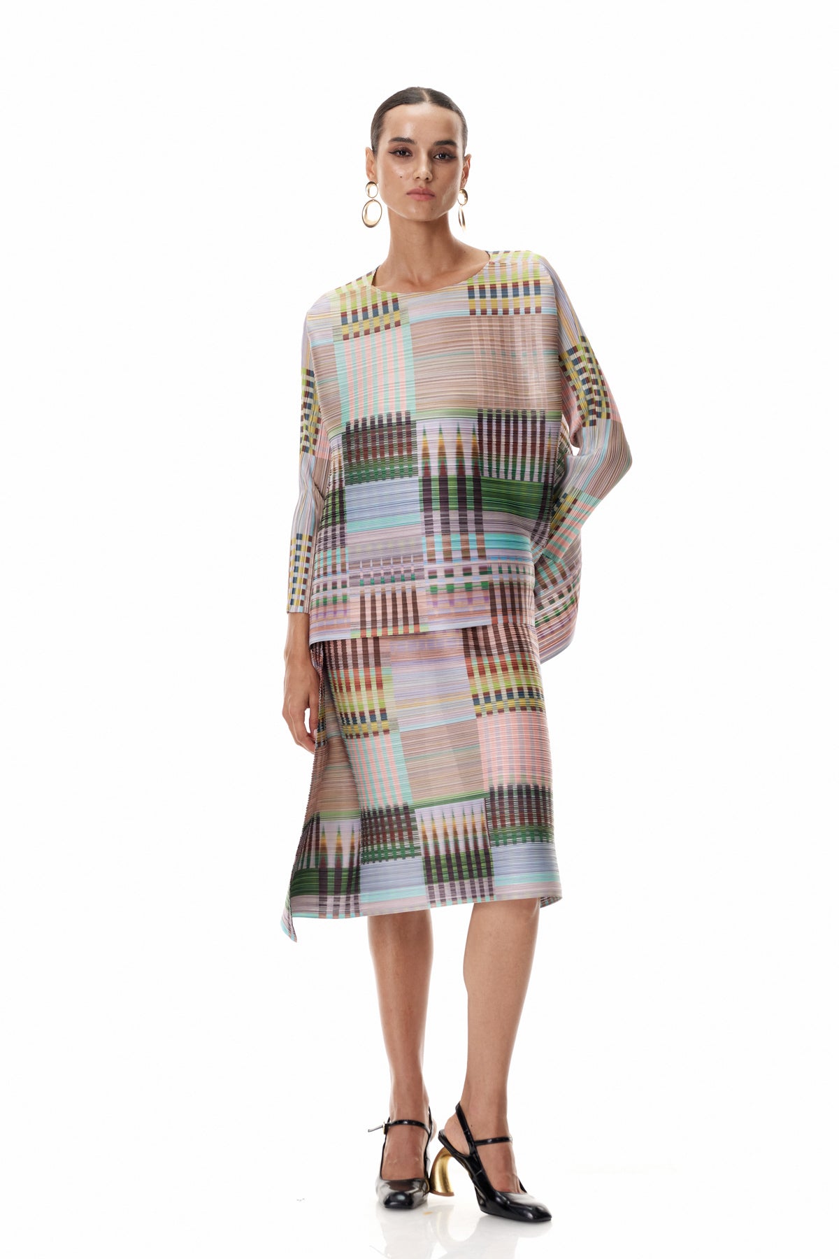 Polished Grid Print Skirt Set