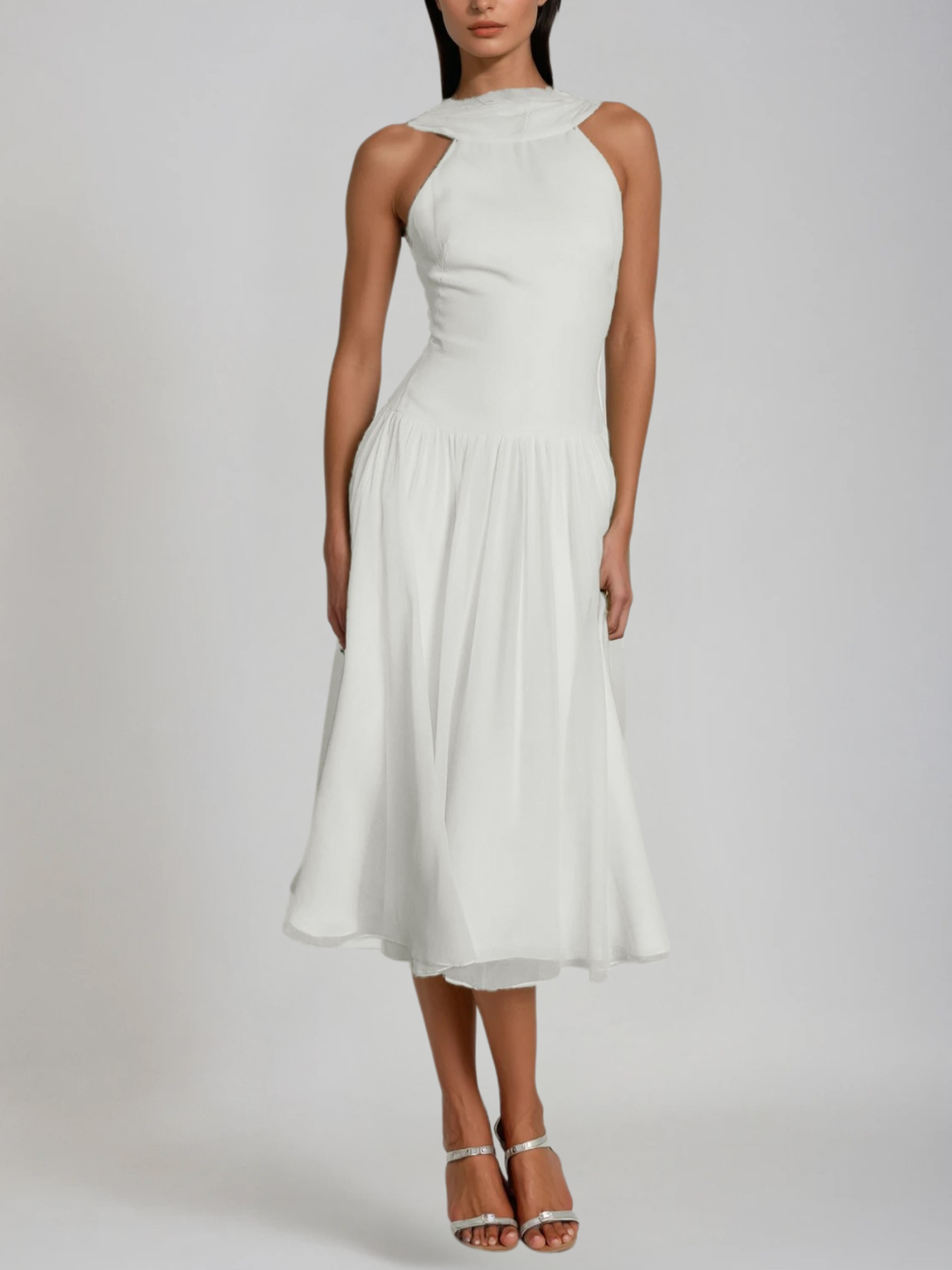 Green Ruched Midi Dress - Elegant Professional Attire