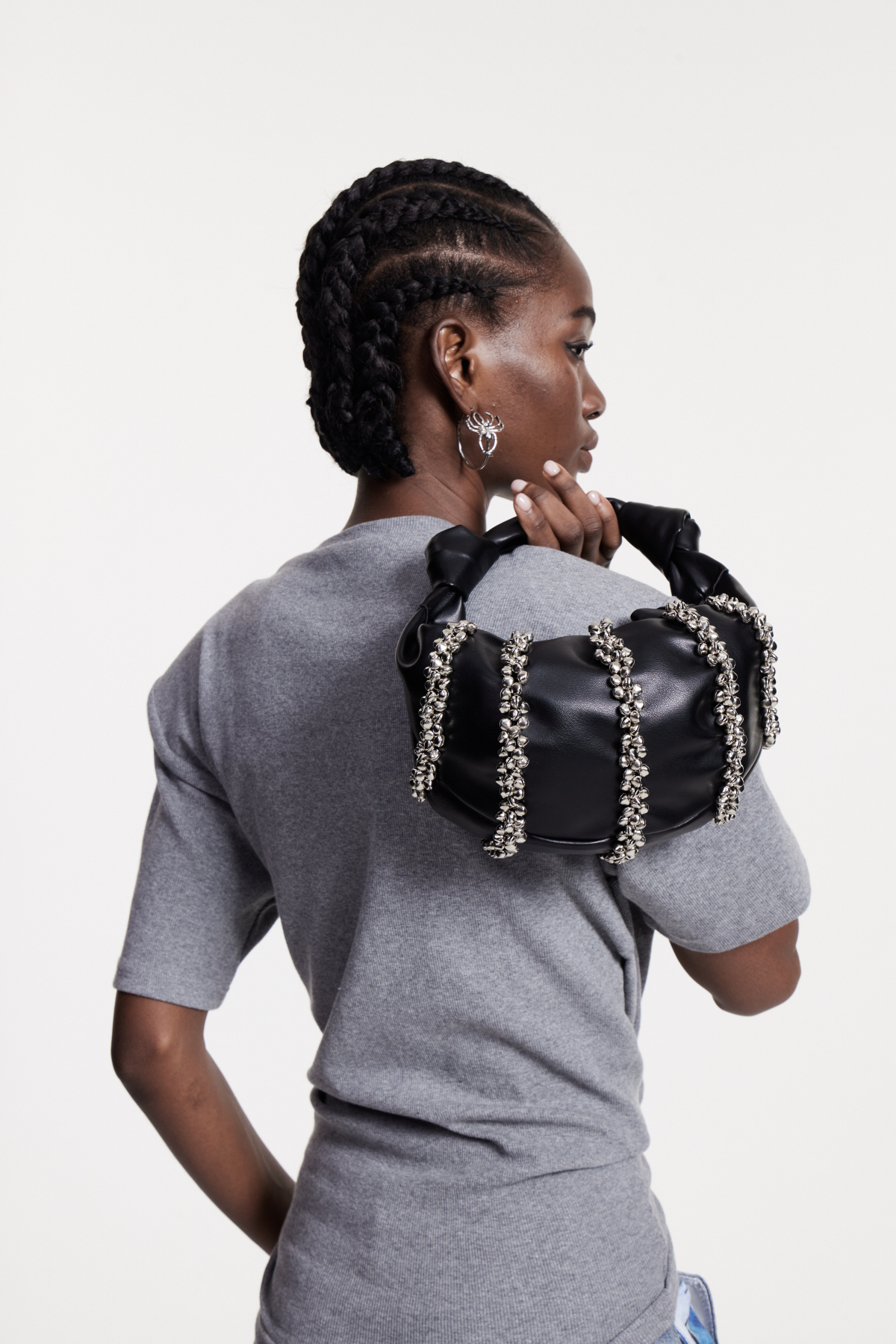 Elegant Black Embellished Handbag - Premium Craftsmanship
