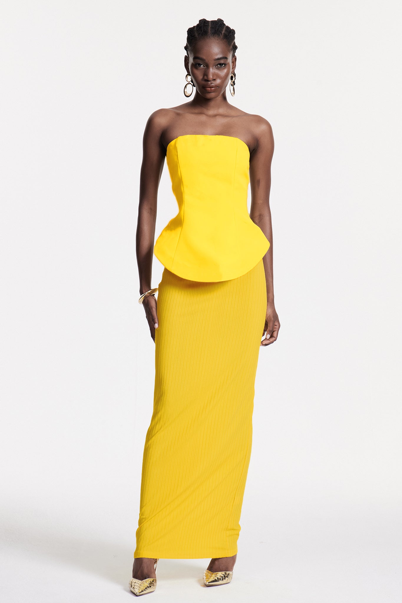 Lemon Strapless Maxi Skirt Set for Women
