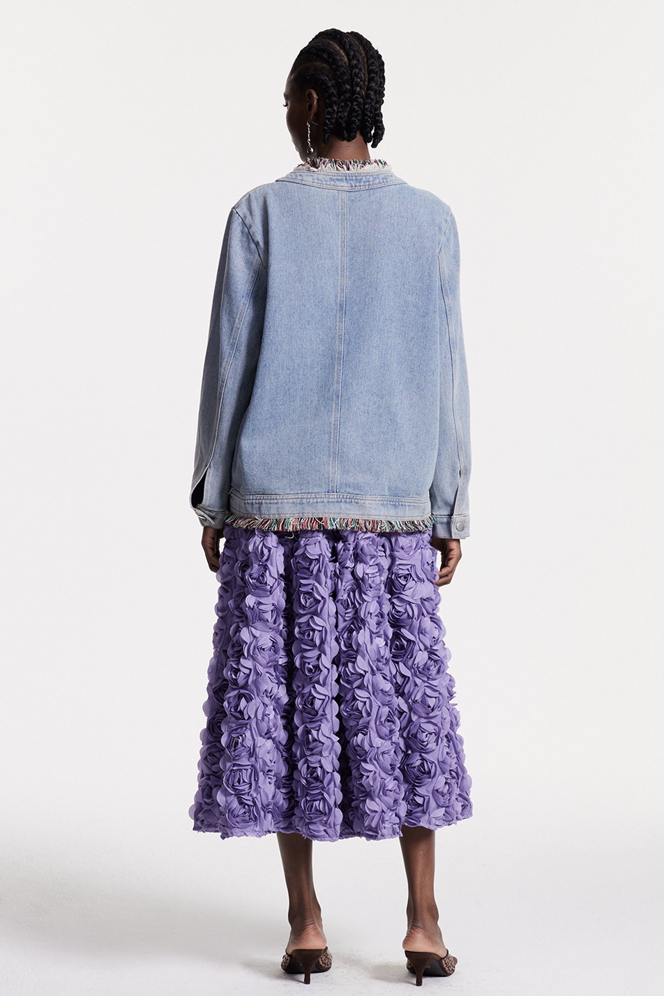 Denim Fringe Adorned Jacket Blue Boho Style