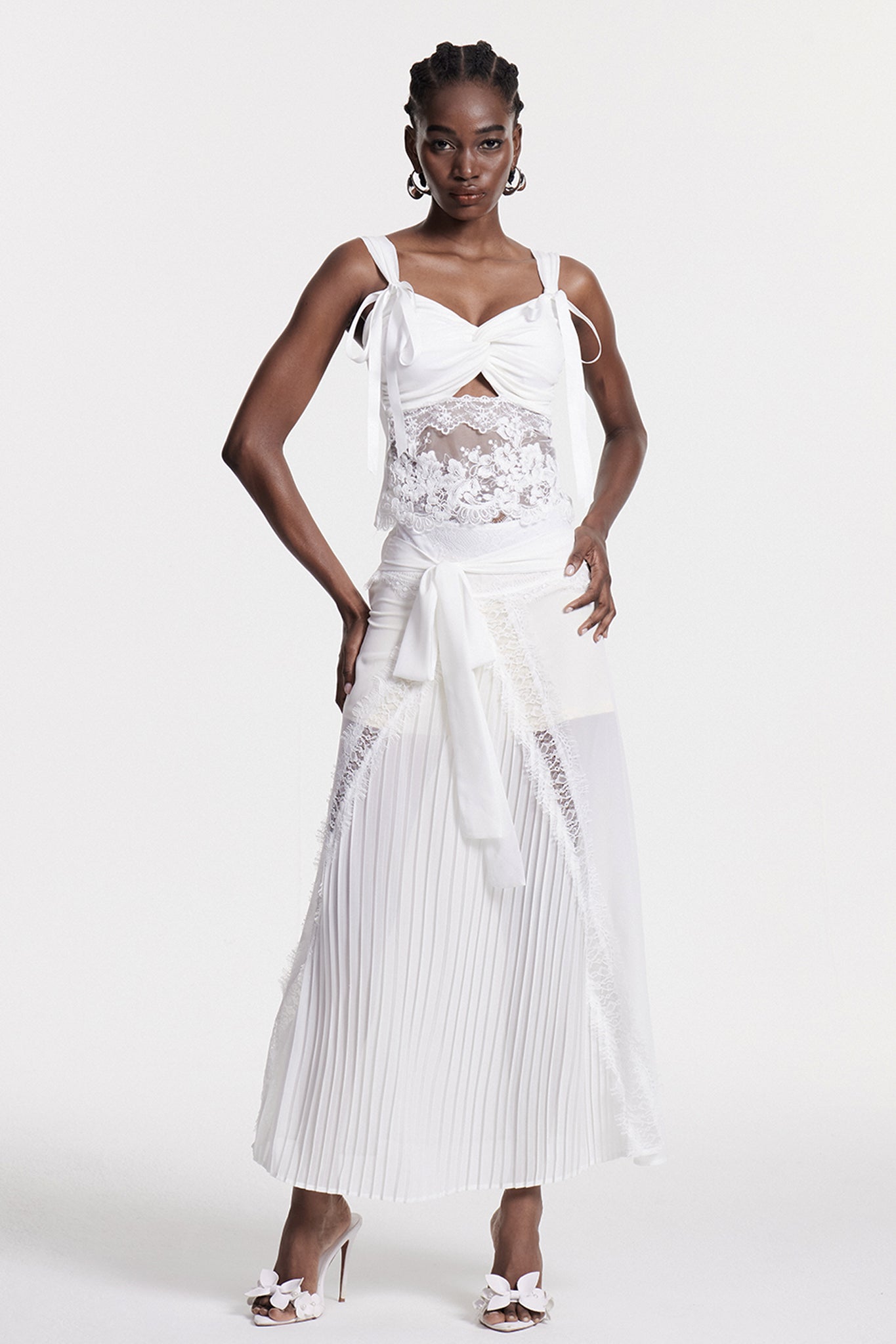 White Lace Deconstruct Maxi Dress