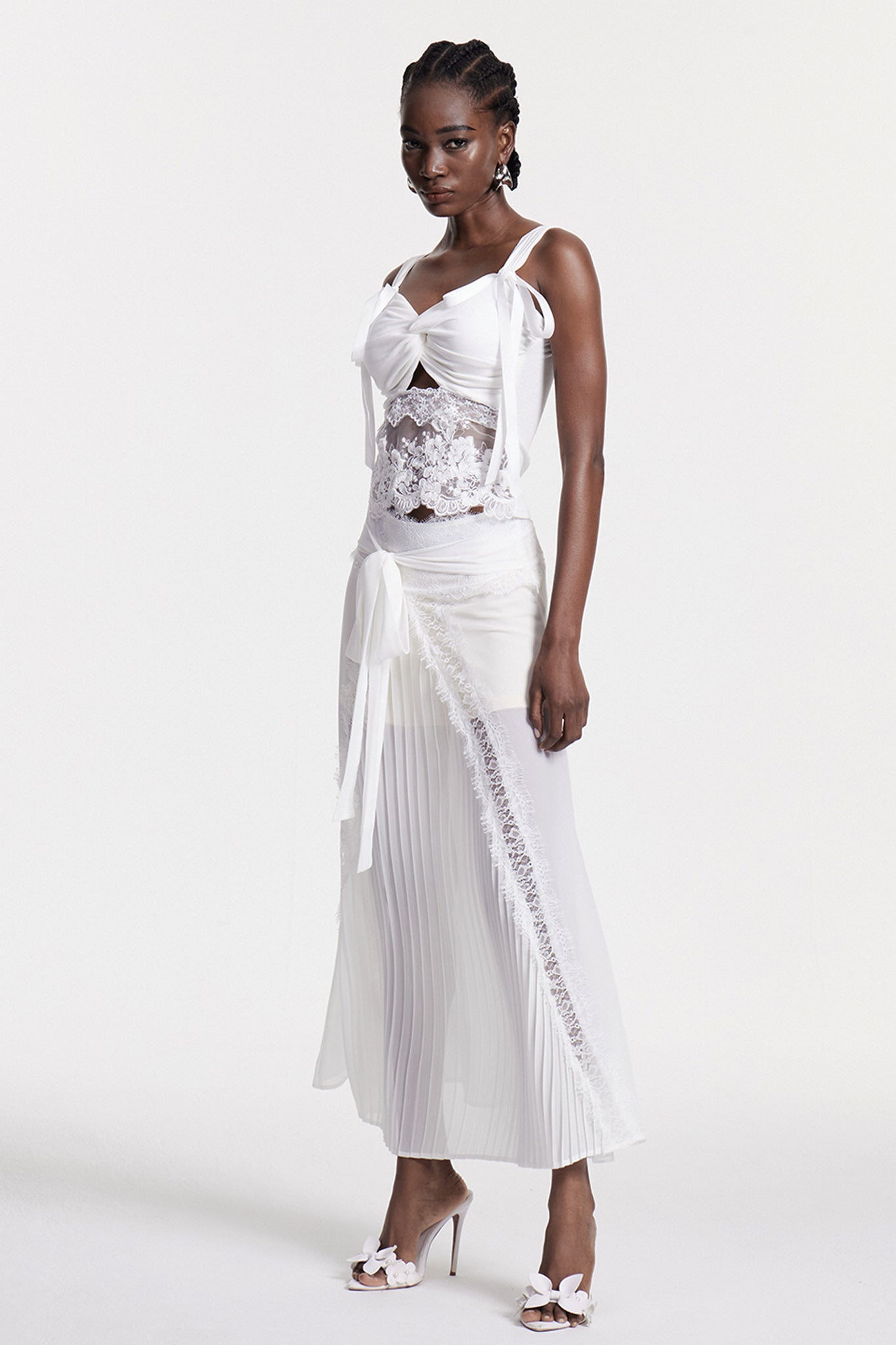 White Lace Deconstruct Maxi Dress