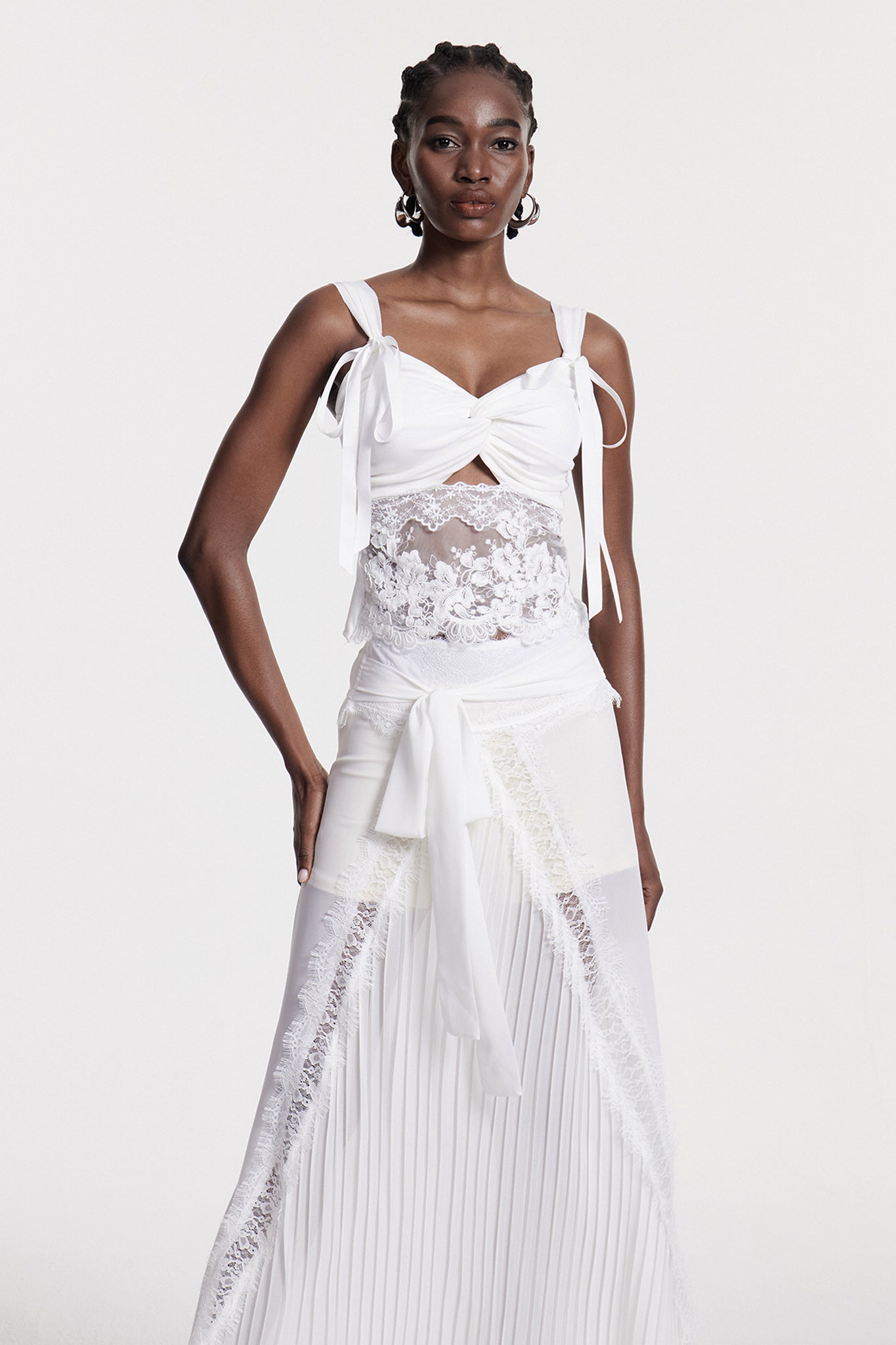 White Lace Deconstruct Maxi Dress