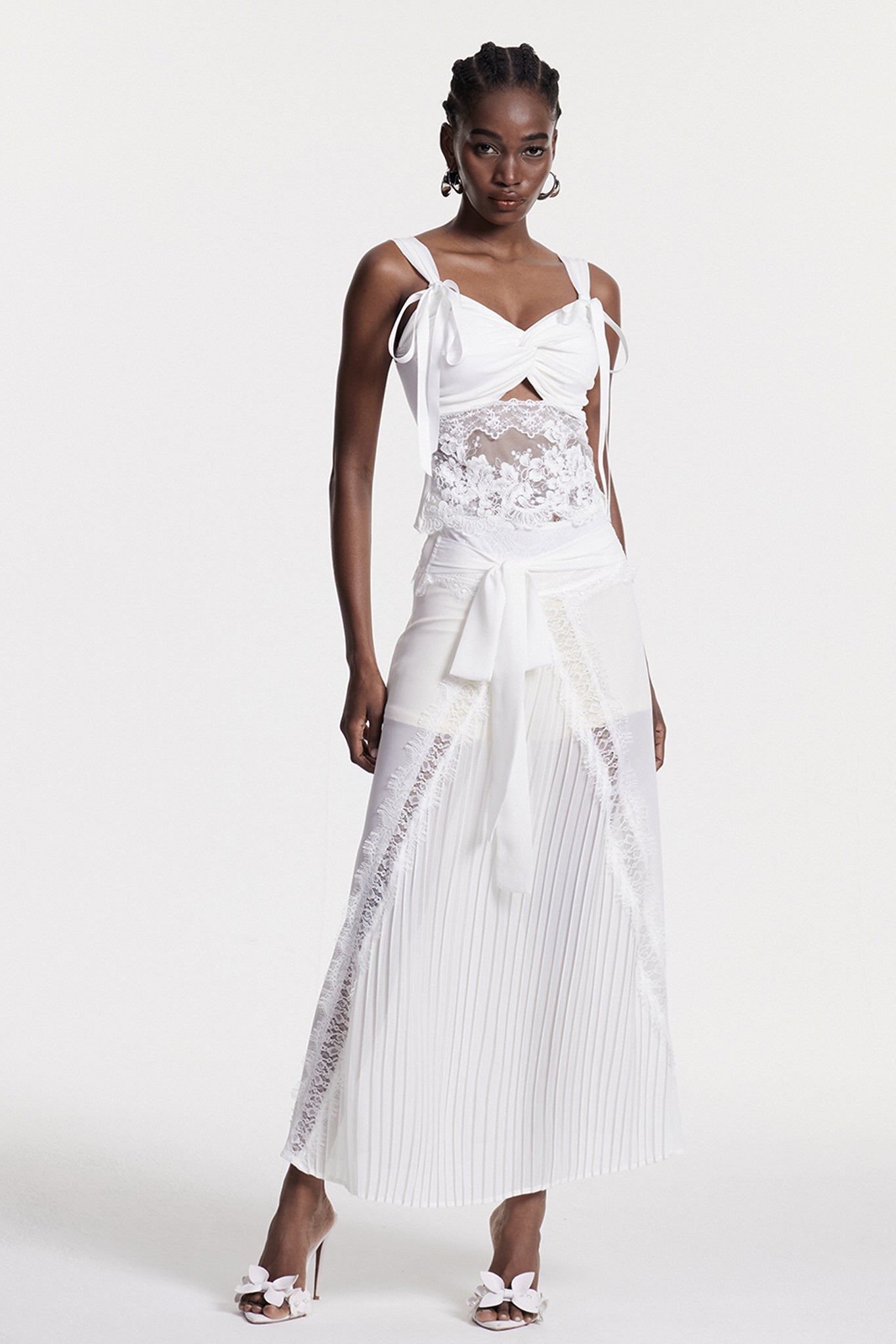 White Lace Deconstruct Maxi Dress