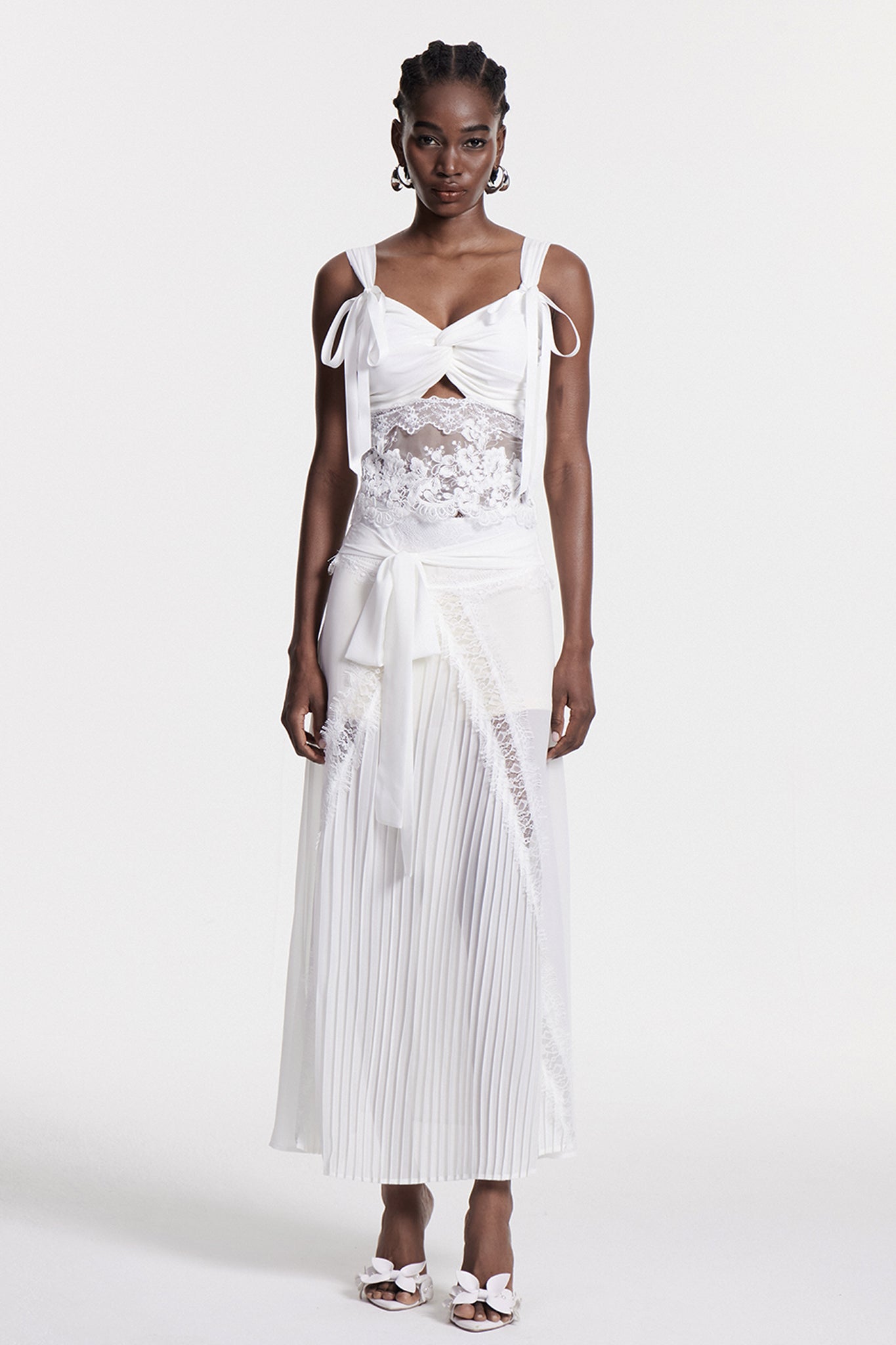 White Lace Deconstruct Maxi Dress