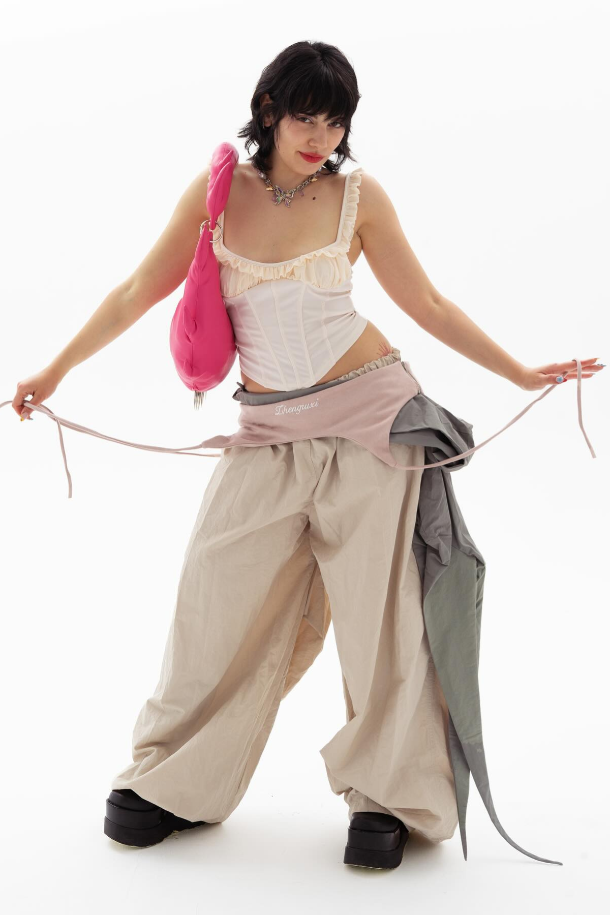 Apricot Asymmetric Wide Leg Pants, Modern Fashion Statement