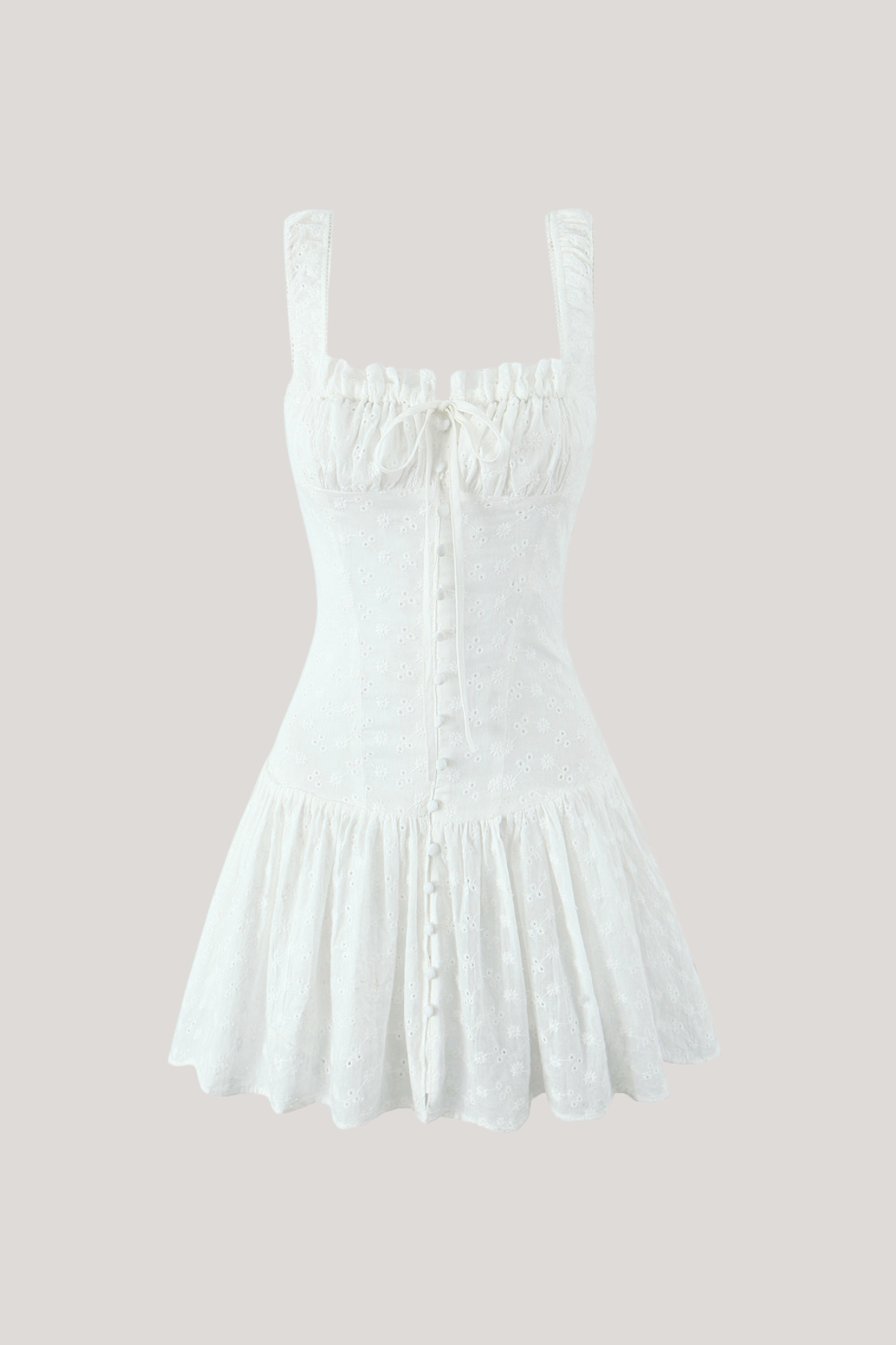White Ruffle Sleeveless Mini Dress - Elegant Summer Style