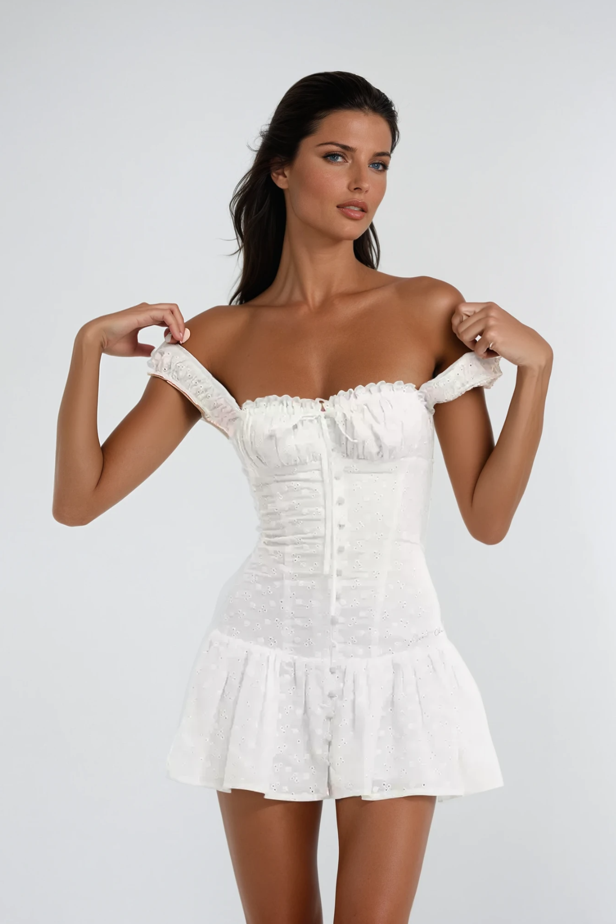 White Ruffle Sleeveless Mini Dress - Elegant Summer Style