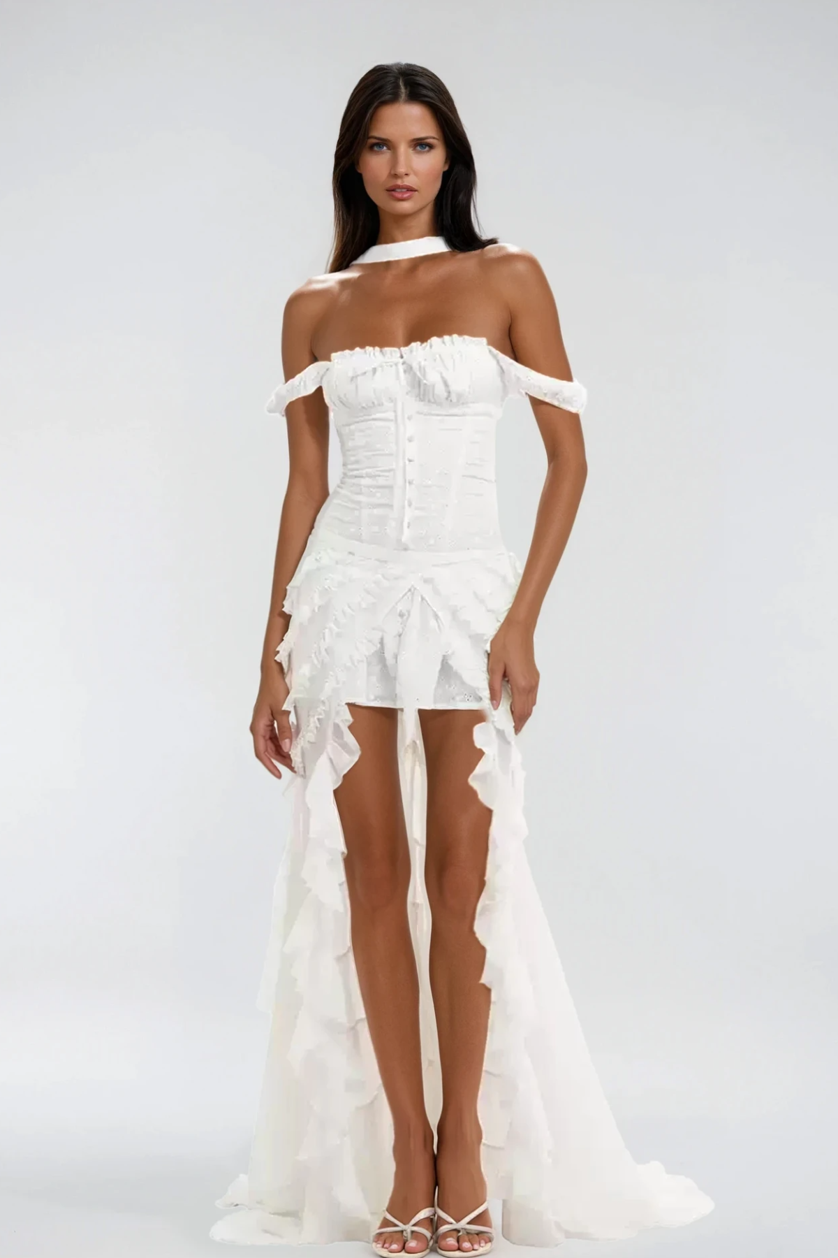 White Ruffle Sleeveless Mini Dress - Elegant Summer Style