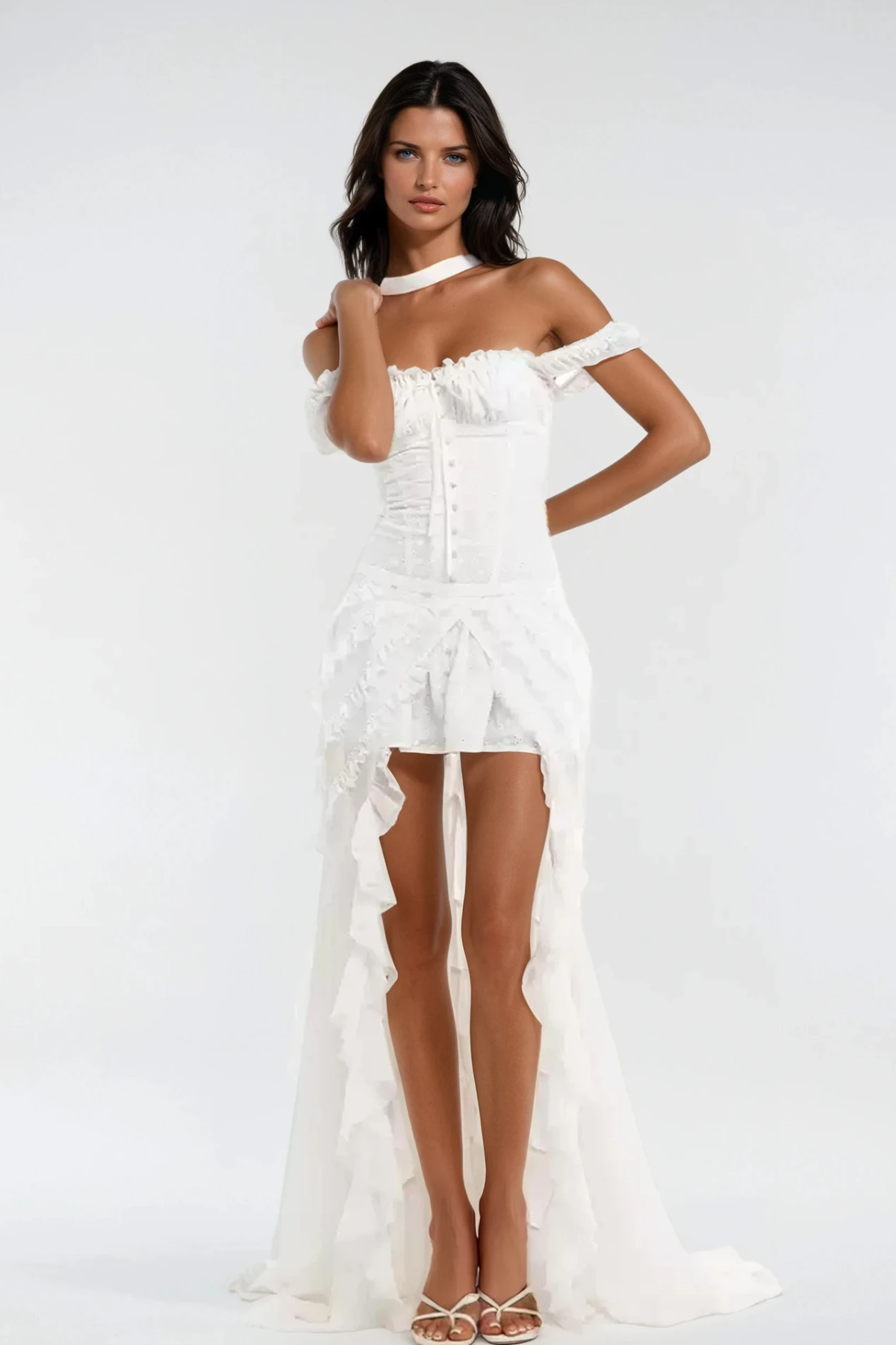 White Ruffle Sleeveless Mini Dress - Elegant Summer Style
