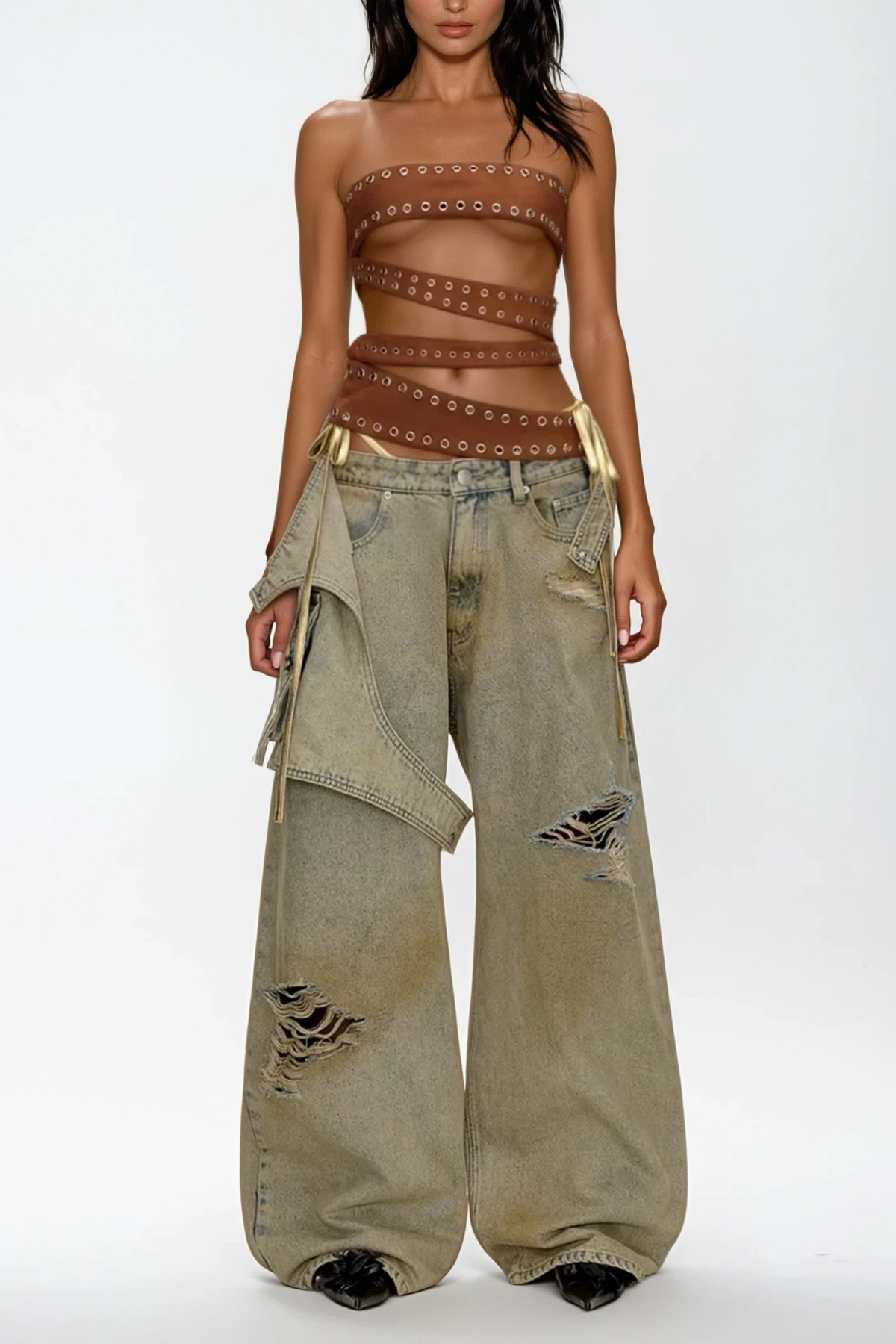 Urban Edge Yellow Deconstructed Jeans