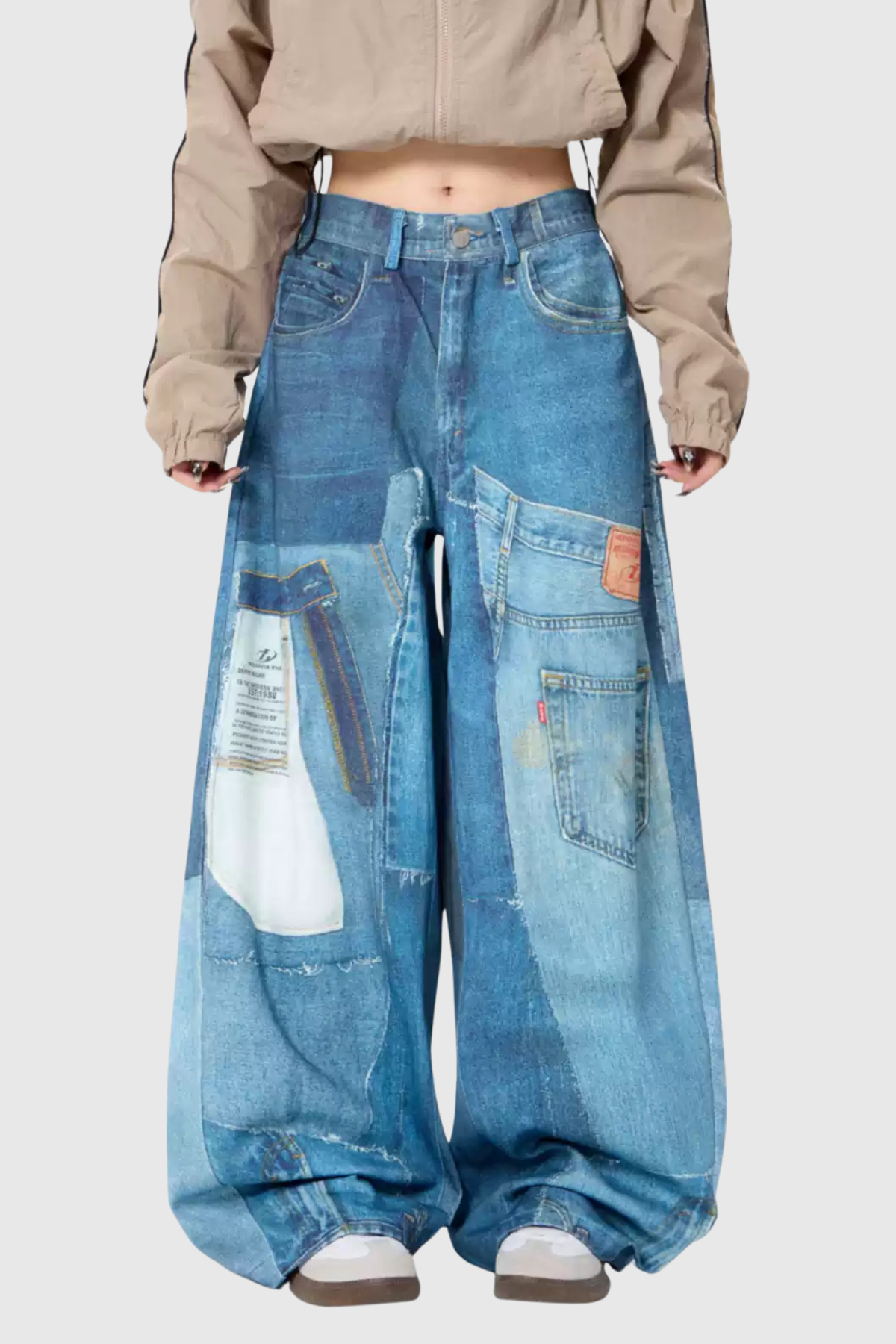 Blue Chagatai Print Baggy Jeans - Urban Edge Fashion