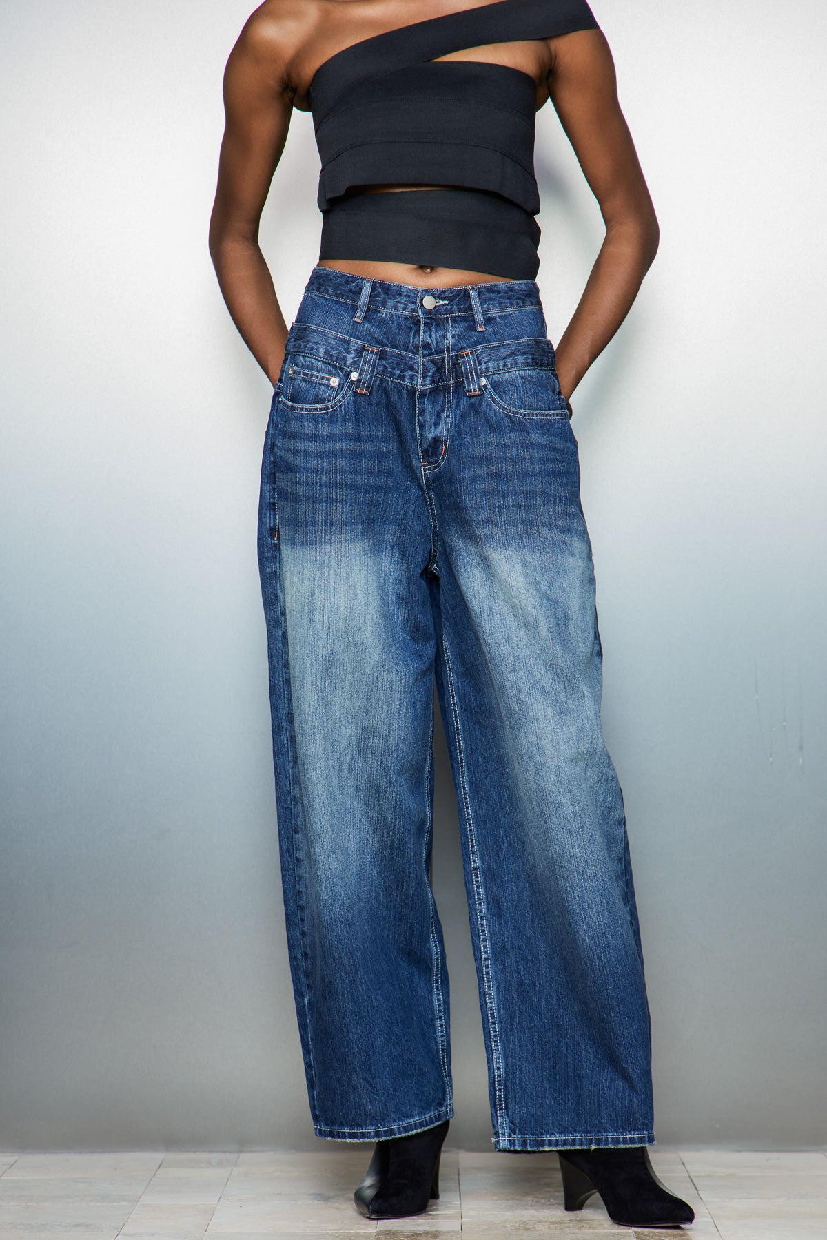 Classic Blue Deconstruct Jeans - Premium Denim