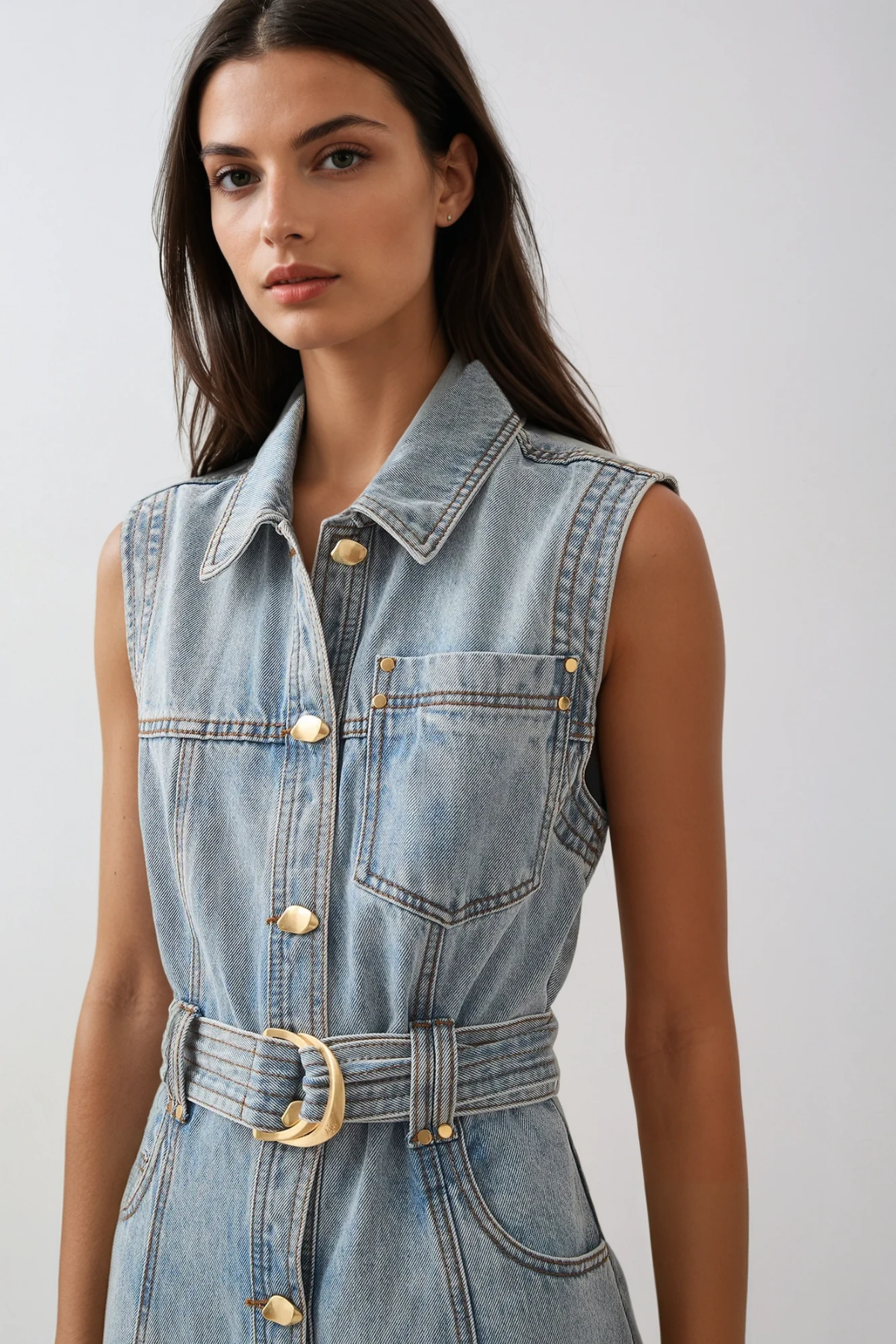 Blue Sleeveless Denim Dress - Elegant Warm-Weather Staple