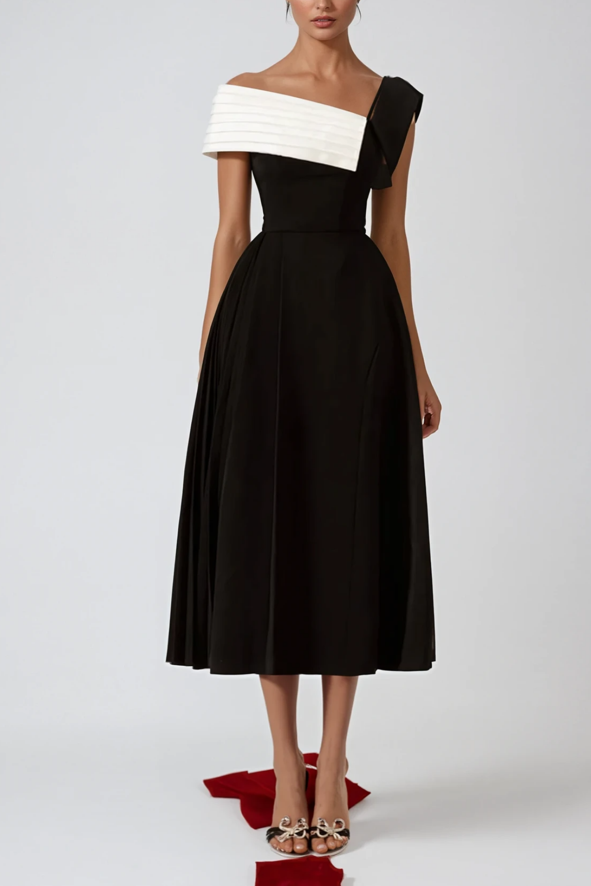 Black Asymmetric Lapel Maxi Dress Elegant Sophistication