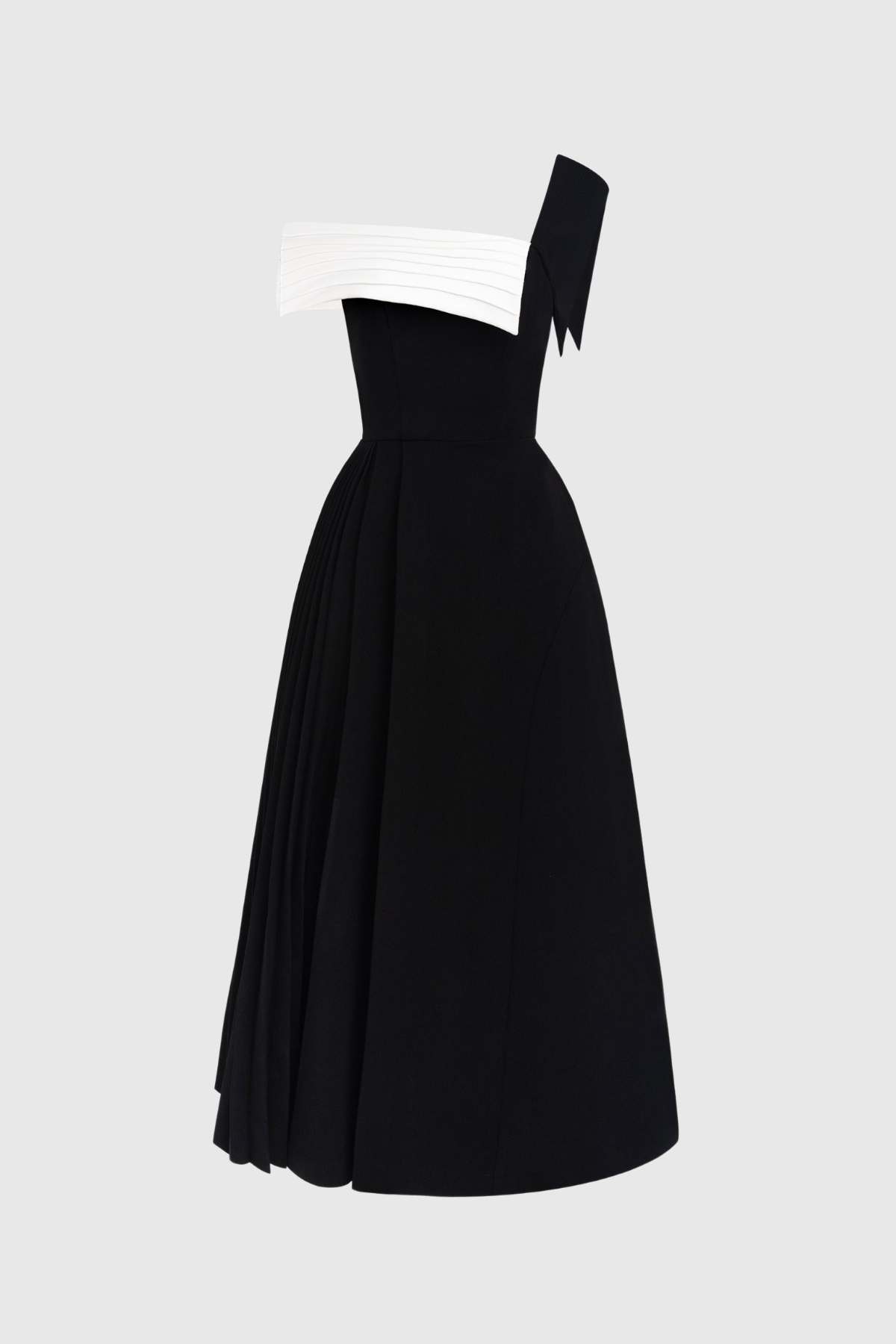 Black Asymmetric Lapel Maxi Dress Elegant Sophistication