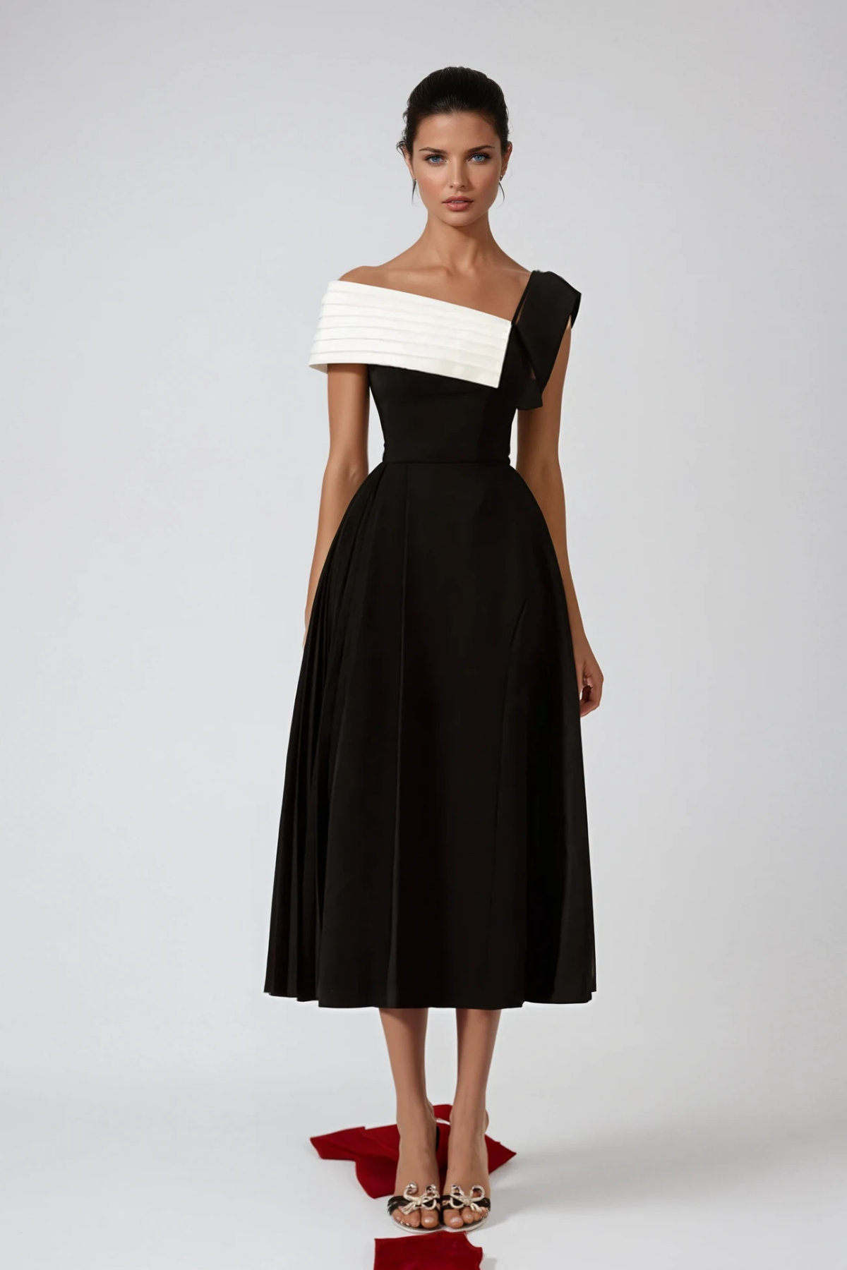 Black Asymmetric Lapel Maxi Dress Elegant Sophistication