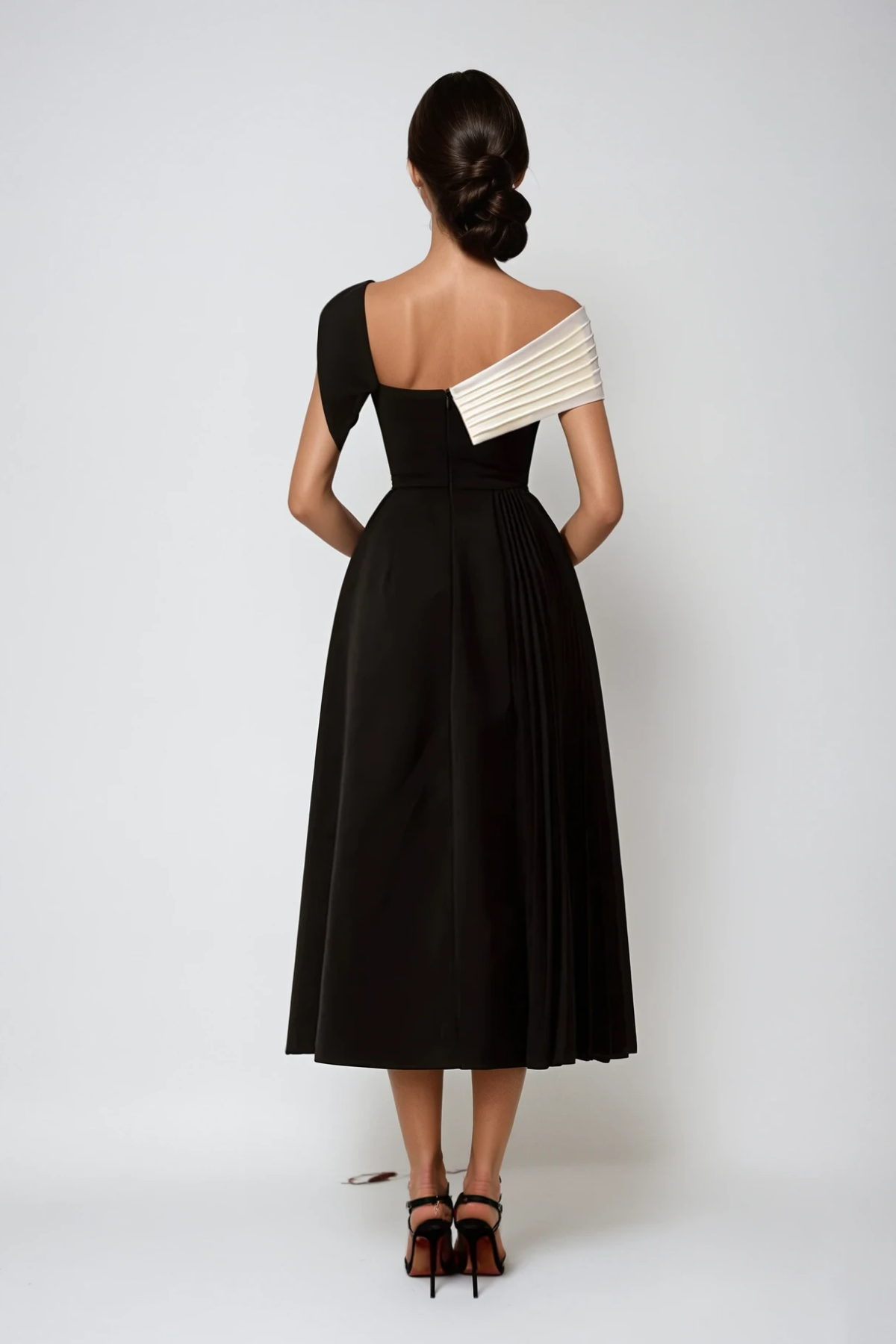Black Asymmetric Lapel Maxi Dress Elegant Sophistication