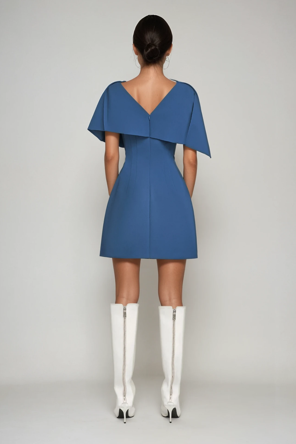 Blue Ruch Bodycon Mini Dress with Shawl Detail
