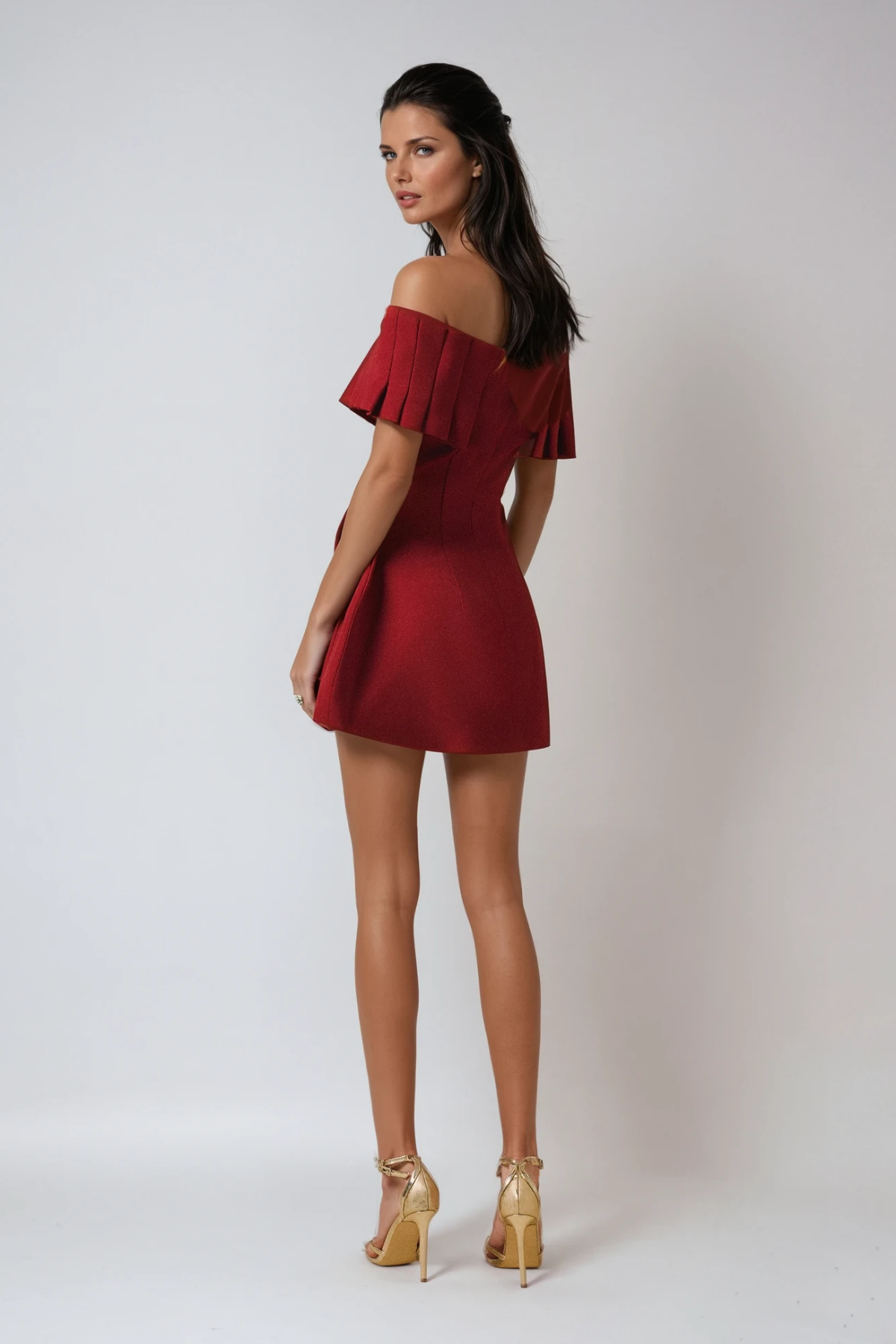 Red Strapless Ruched Mini Dress - Elegant Evening Outfit