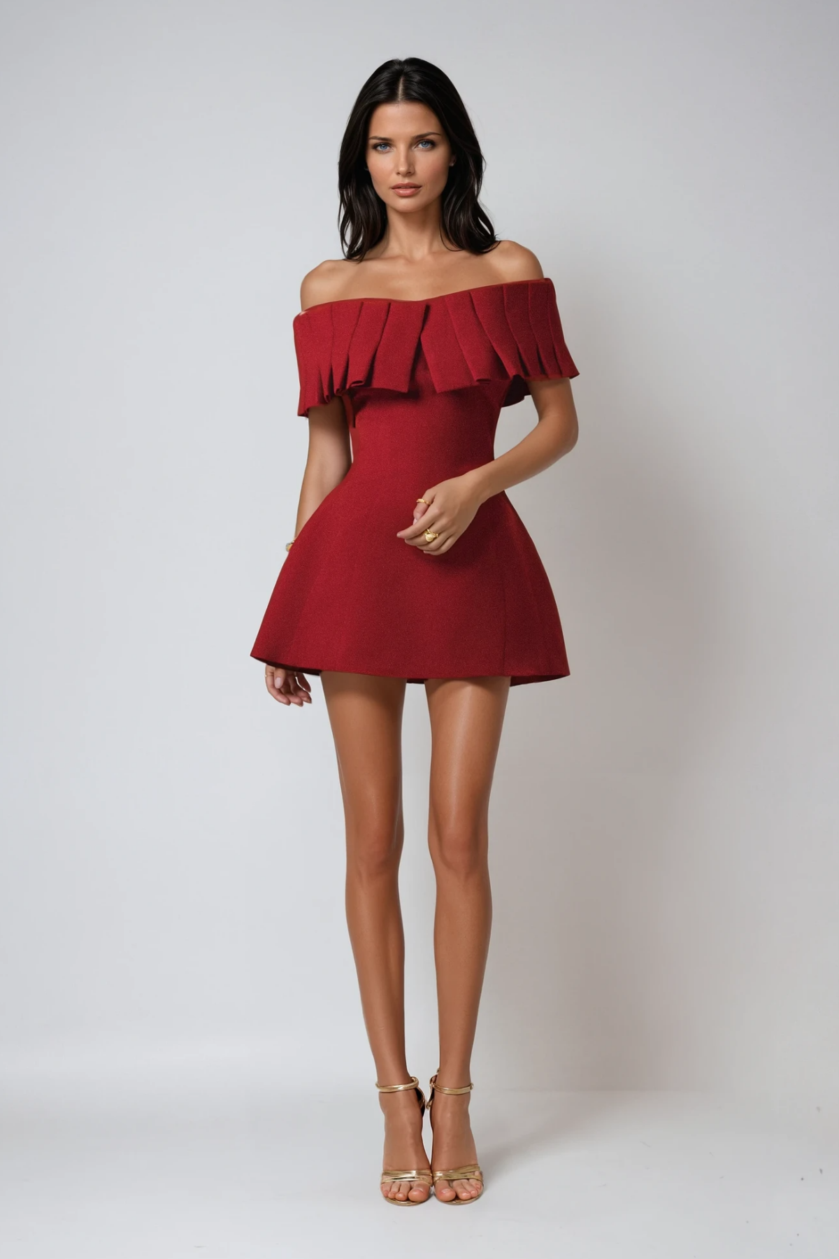 Red Strapless Ruched Mini Dress - Elegant Evening Outfit