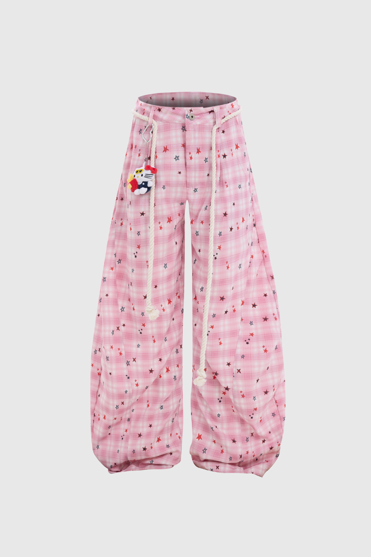 Pink Grid Pattern Denim Jeans for Contemporary Fashionistas