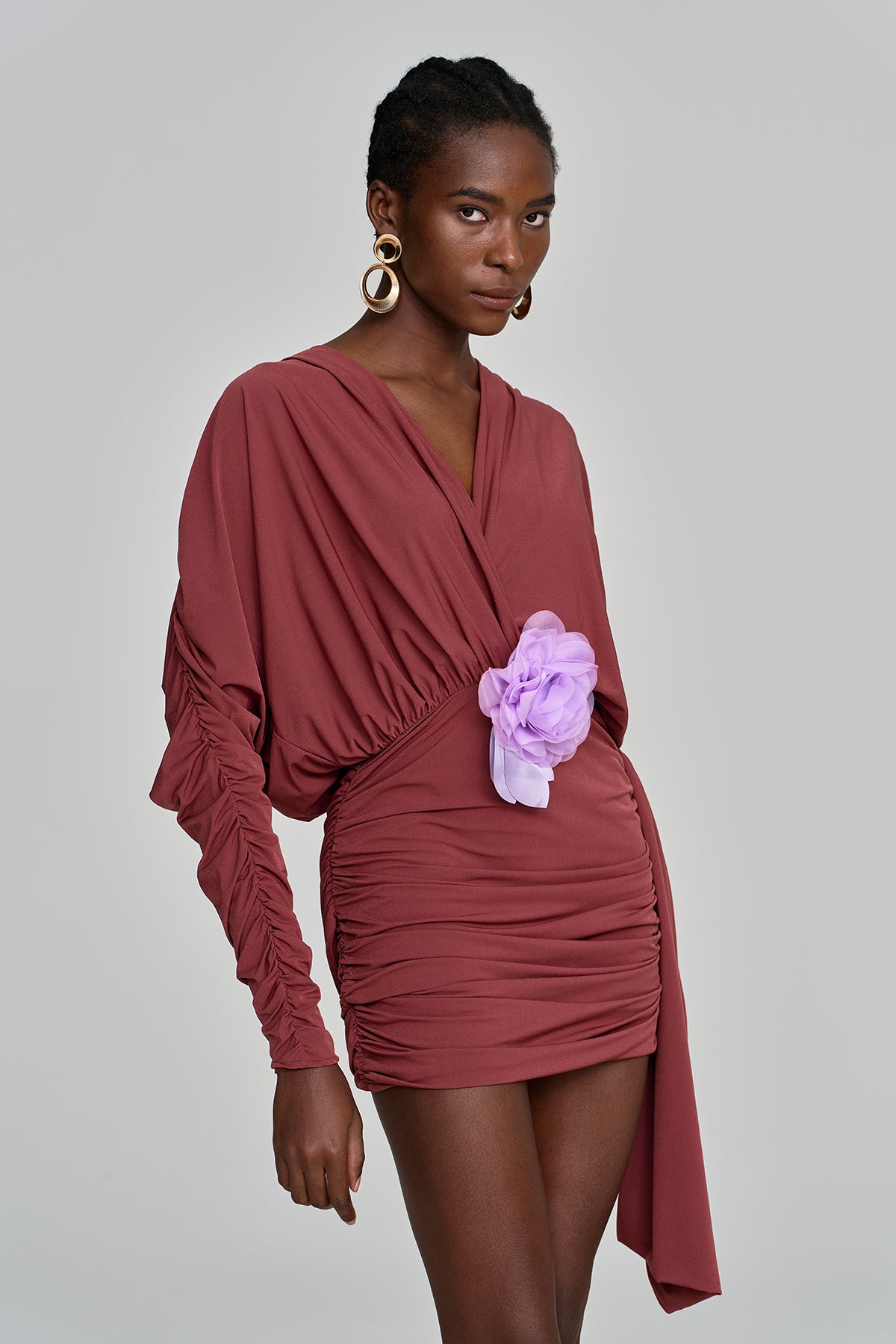 Floral Cross Plunge Mini Dress in Red - Stylish Summer Essential