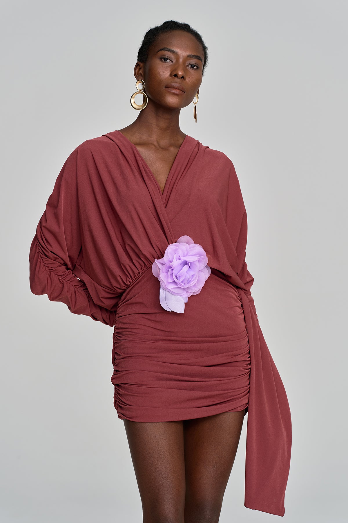 Floral Cross Plunge Mini Dress in Red - Stylish Summer Essential
