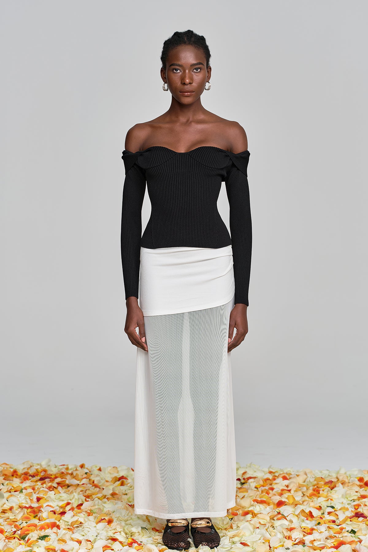 Versatile Black Knit Low Neck Top for Women