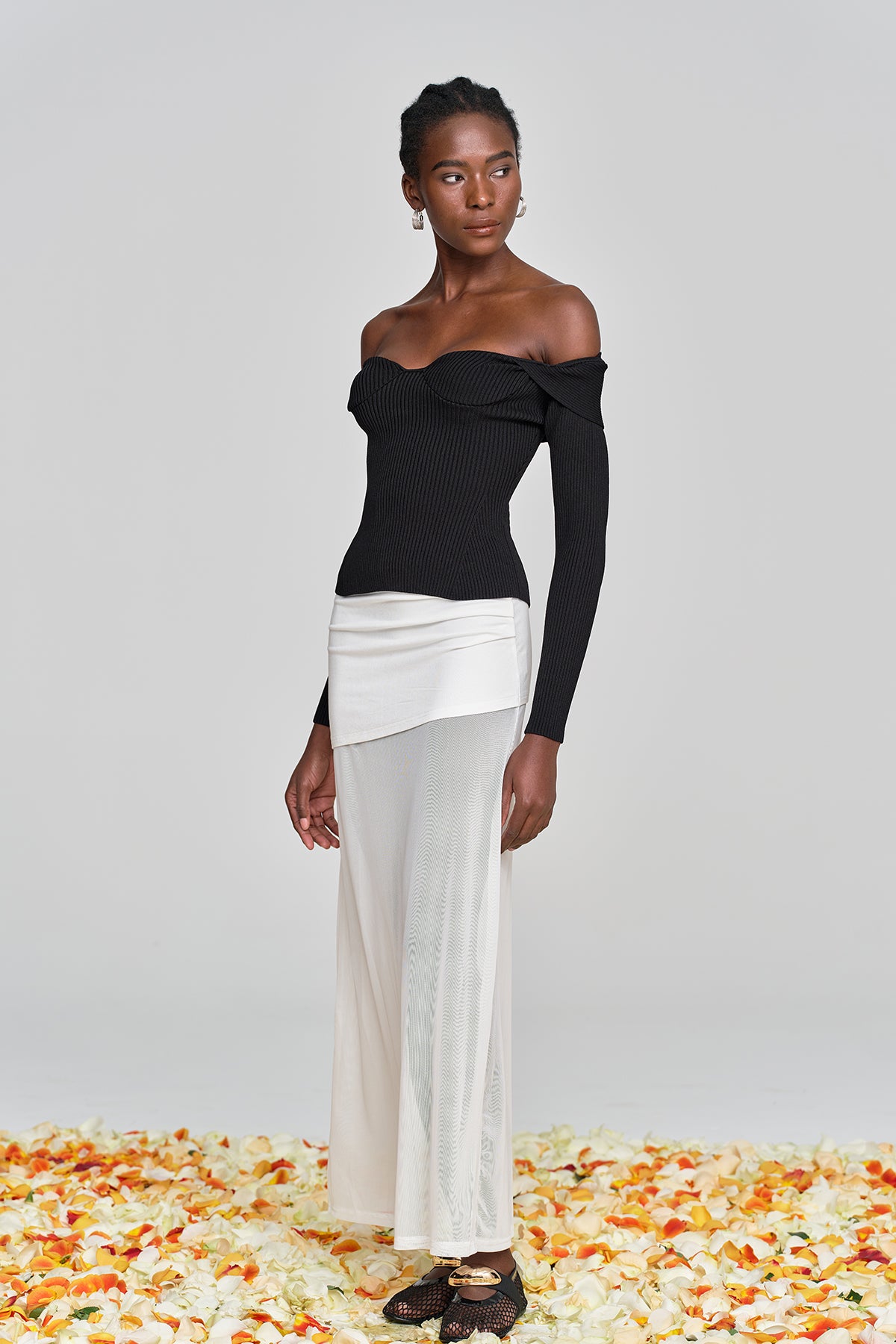Versatile Black Knit Low Neck Top for Women