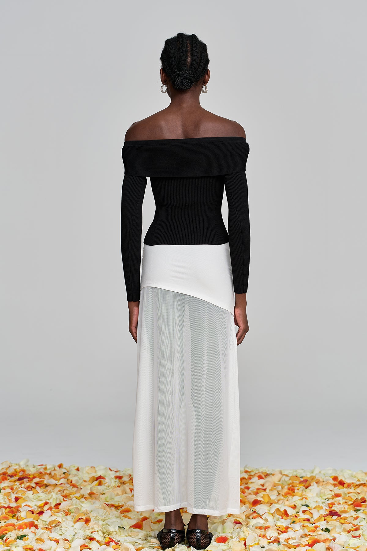 Versatile Black Knit Low Neck Top for Women