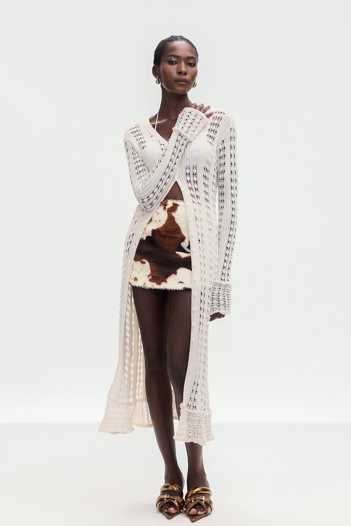 White Cutout Knit Jacket