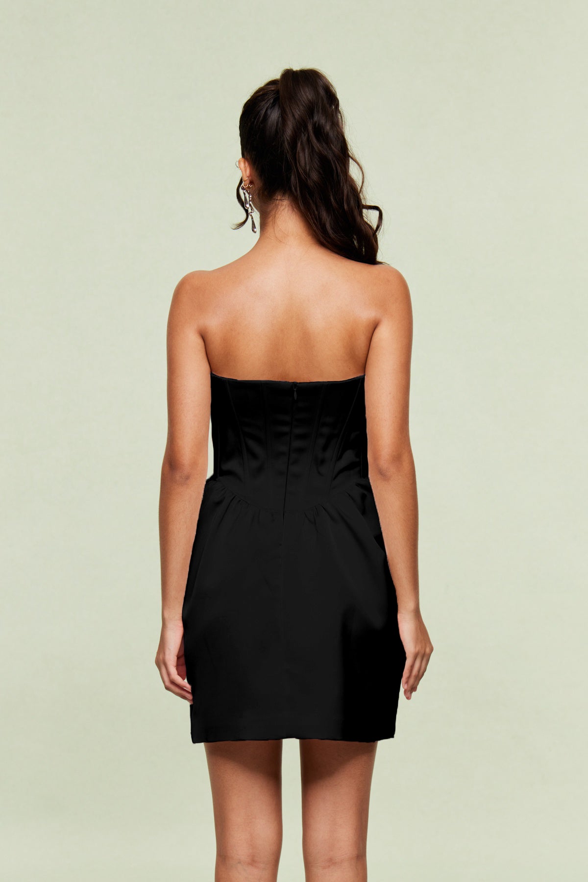 Black Strapless Bow Corset Mini Dress - Elegant & Chic Style