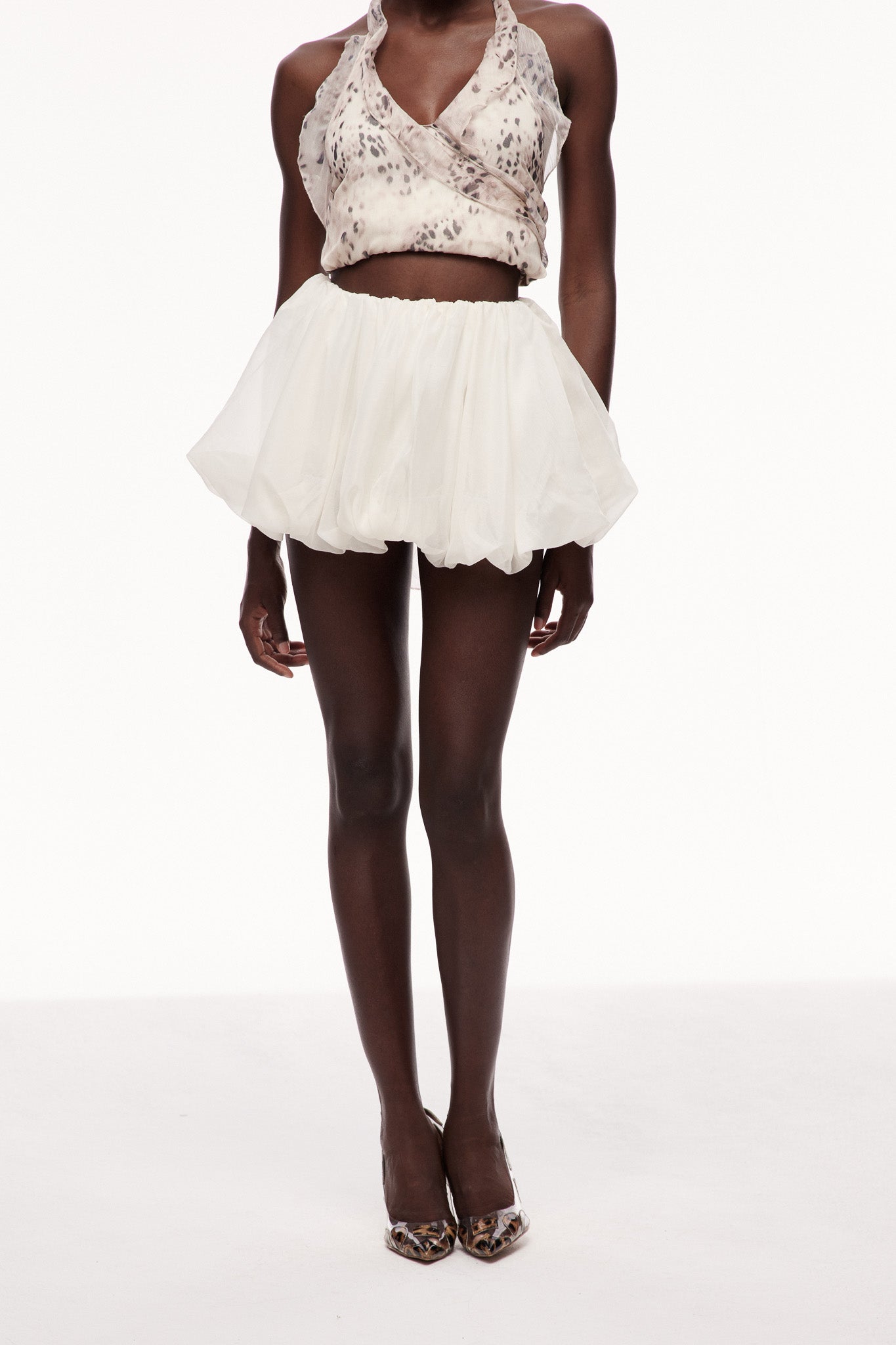 White Puffy Bubble Skirt Womens Mini Skirt