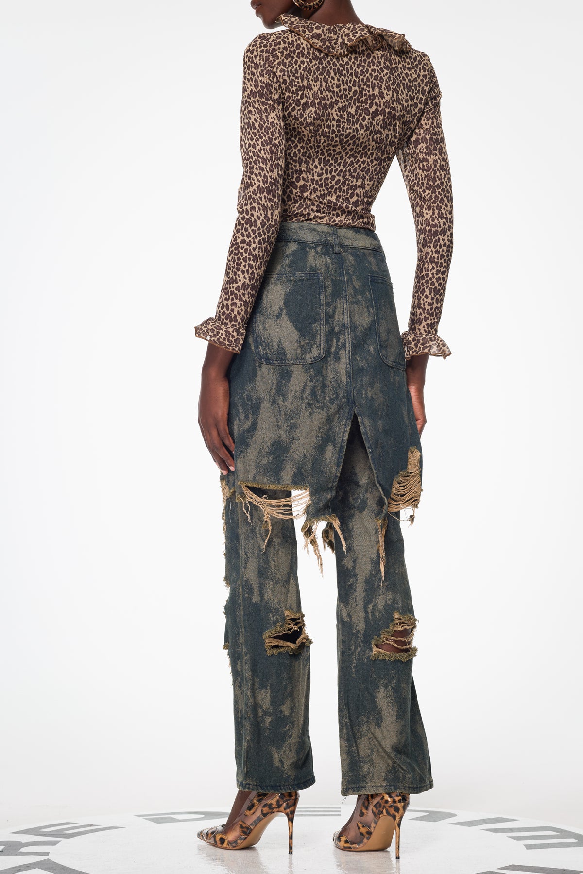Blue Deconstruct Jeans with Ripped Detailing