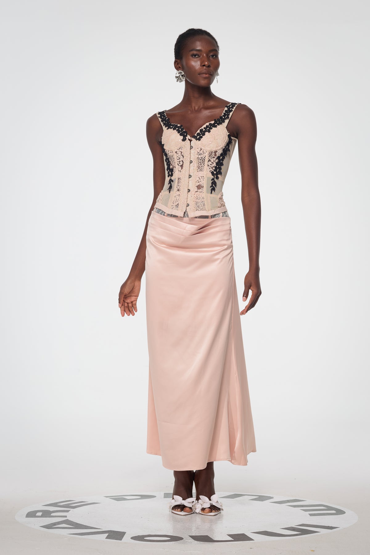 Elegant Lace Corset & Satin Skirt Set