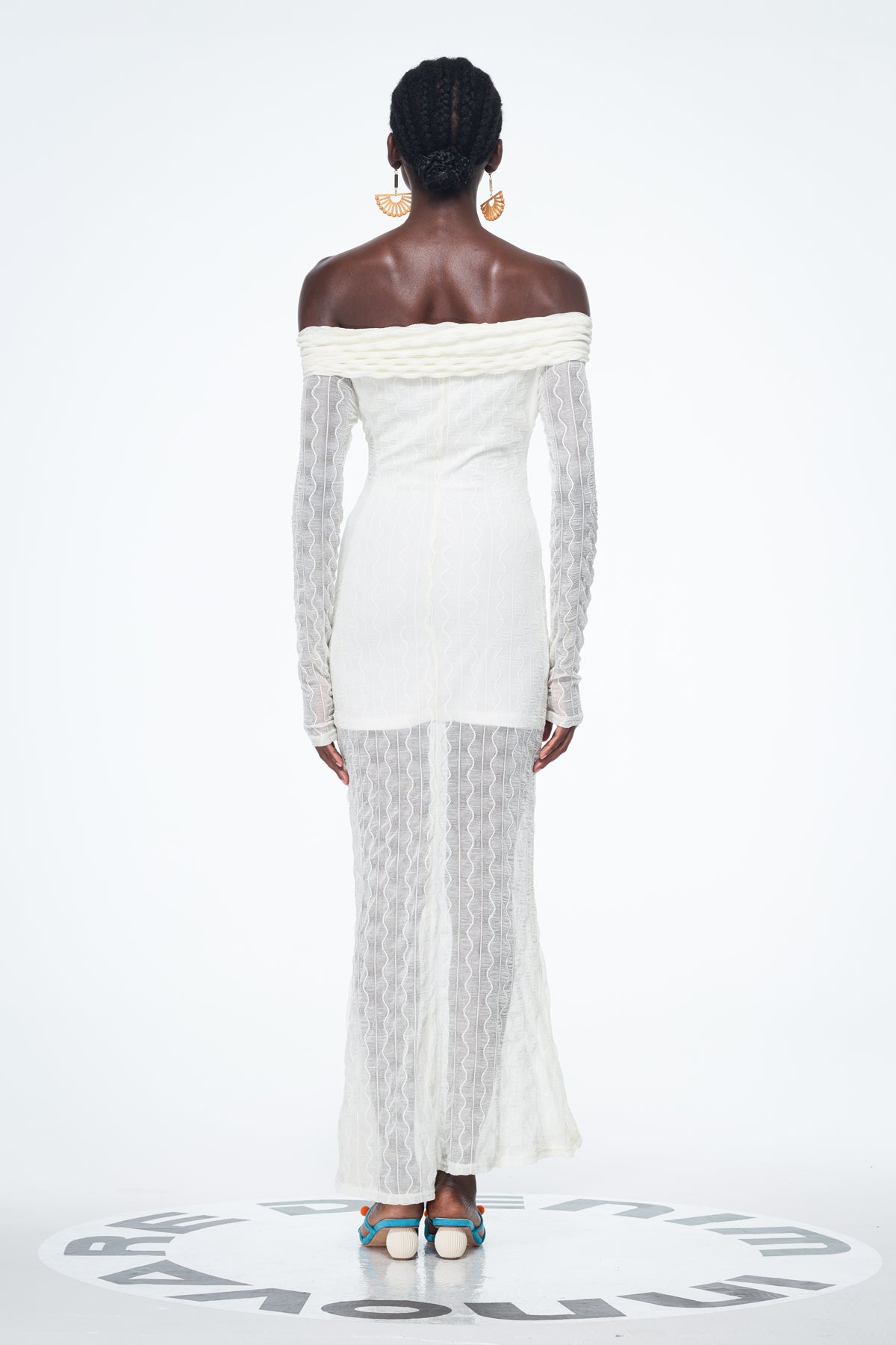 White Off Shoulder Ruched Maxi Dress