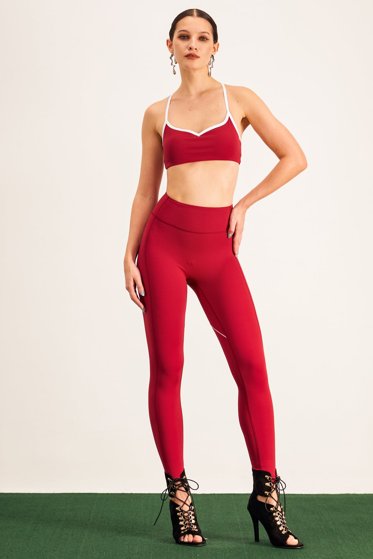 Red Cutout Crop Bodycon Pants Set - Stylish Night Out Ensemble