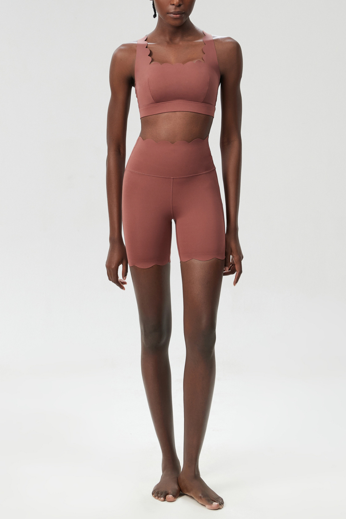 Khaki Cross Wave Bodycon Pants Set for Women