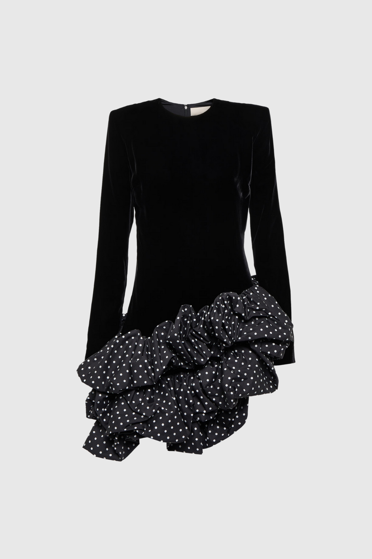 Black Ruffle Polka Dot Mini Dress