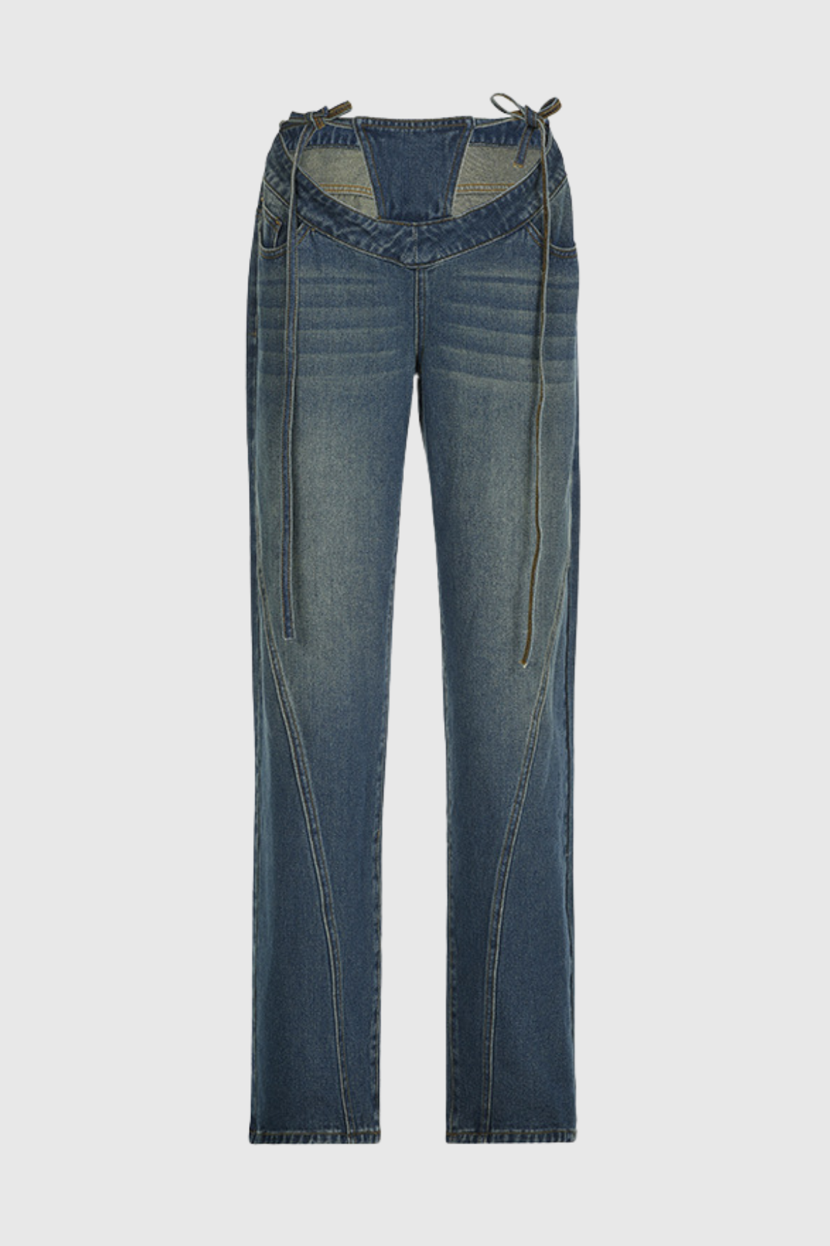 Urban Edge Lace-Up Low Rise Denim Jeans