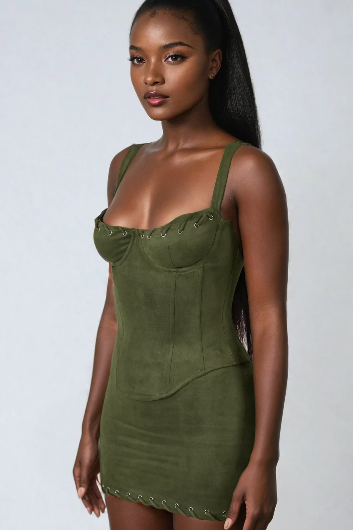 Sophisticated Suede Corset Skirt Set