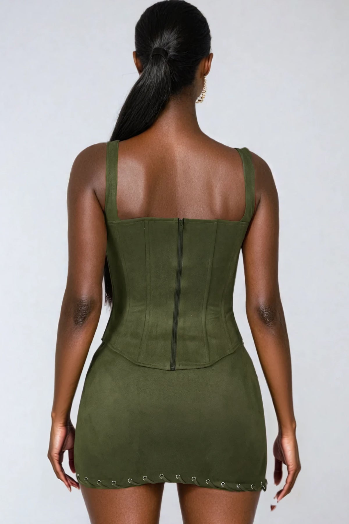 Sophisticated Suede Corset Skirt Set