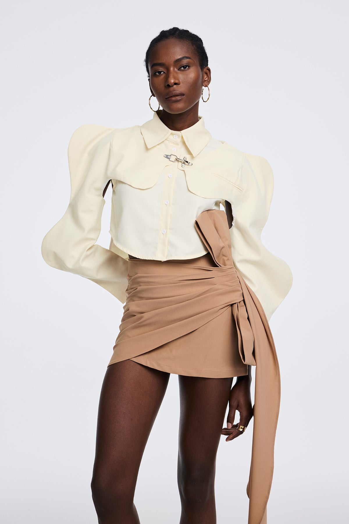 Modern Cutout Two-Piece Top in Vibrant Yellow | Stylish Aphea Design