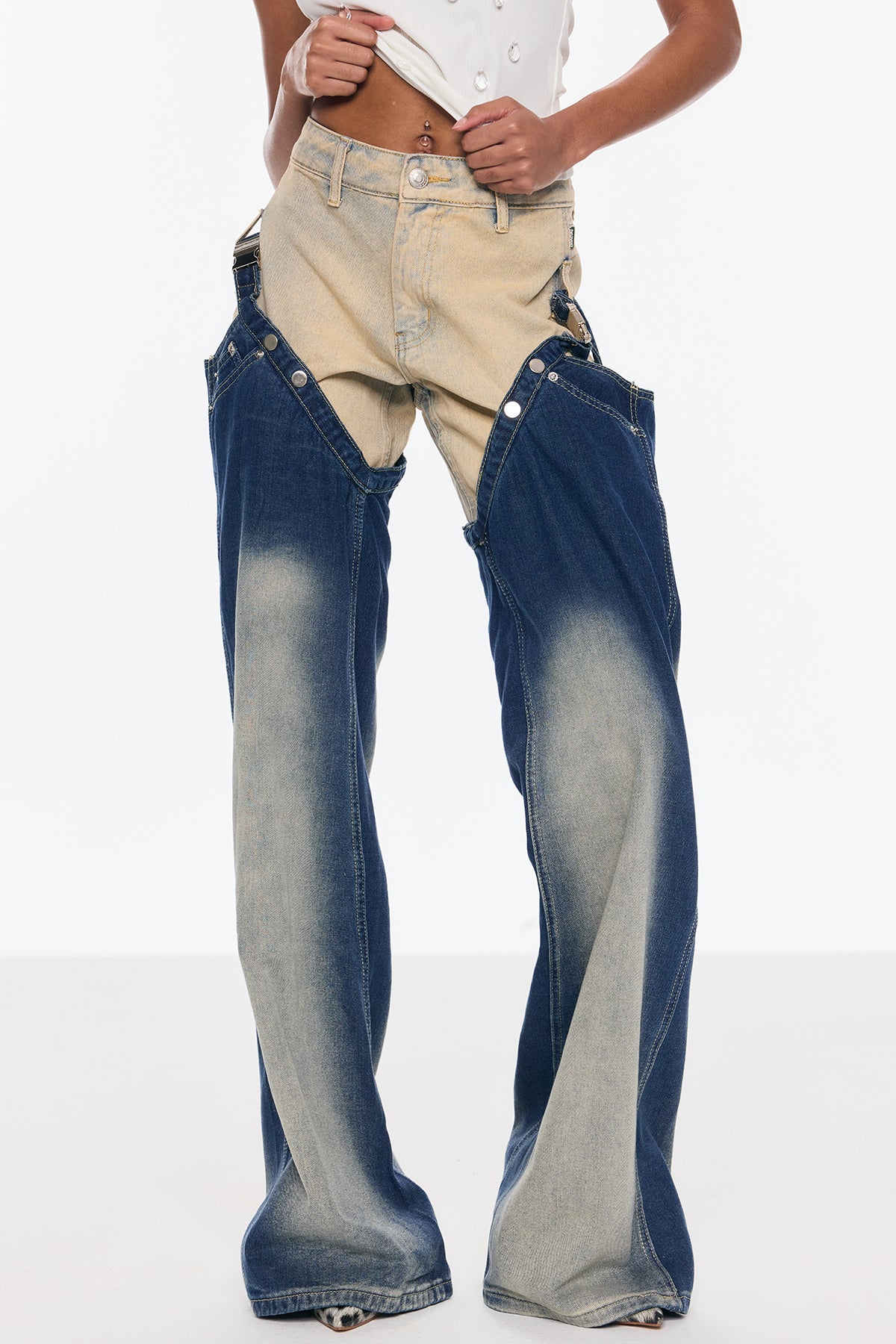 Deconstruct Two-Piece Jeans - Urban Edge Style