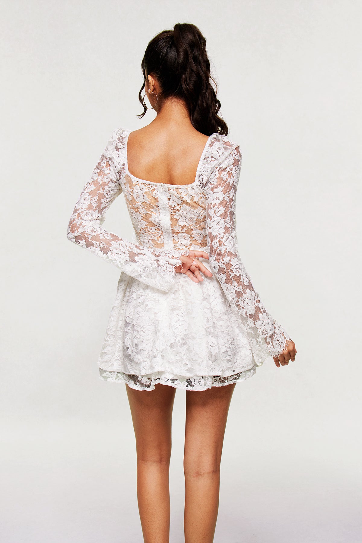 White Lace Ruffle Mini Dress - Elegant Coquette Style